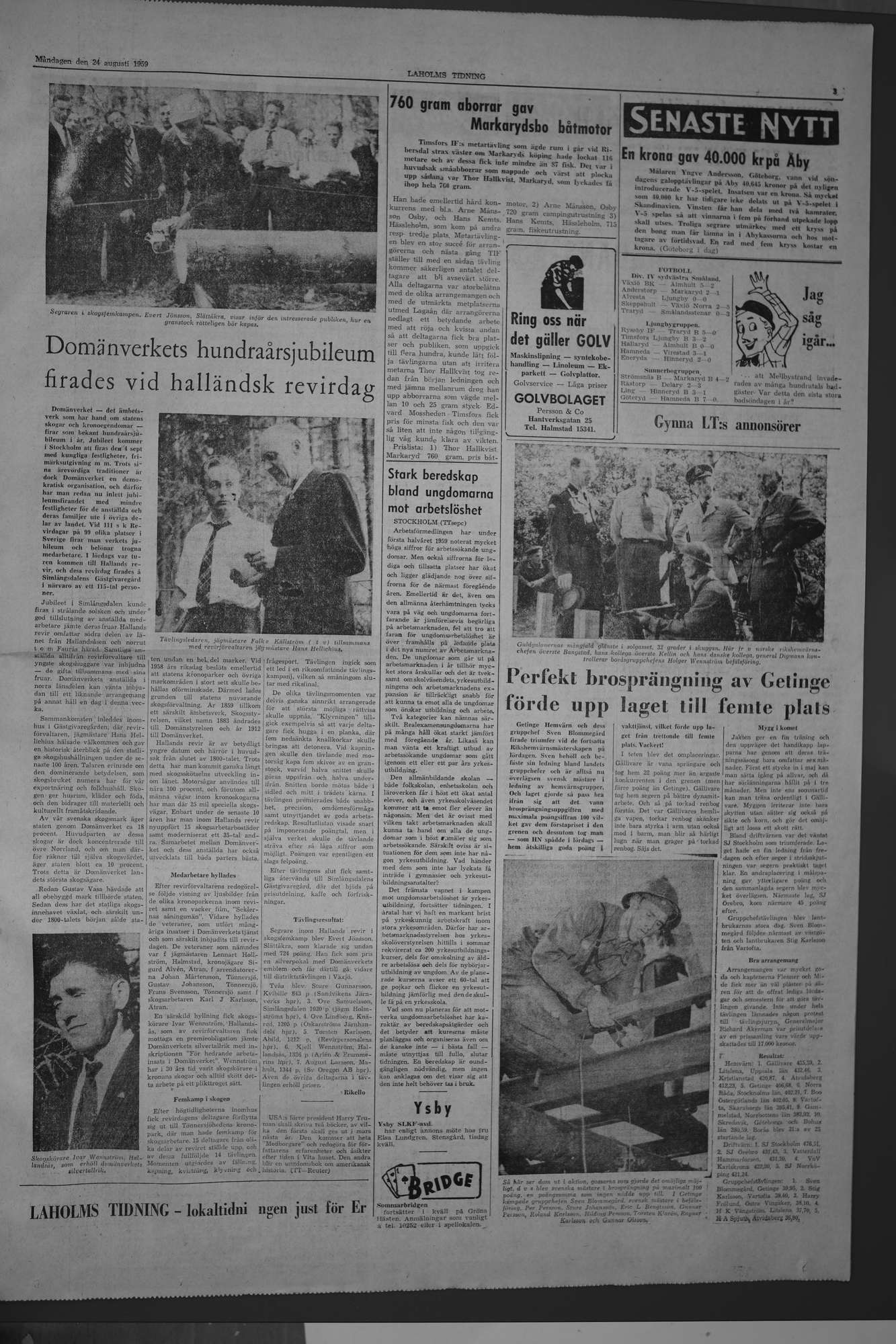 Laholms Tidning Måndag 24 augusti 1959, sida 3