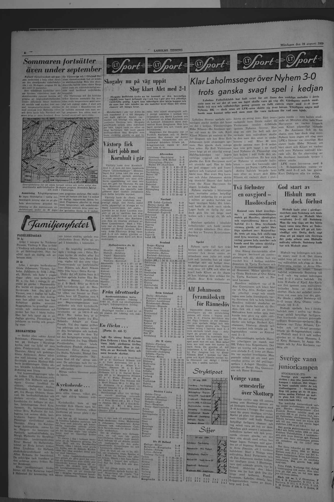 Laholms Tidning Måndag 24 augusti 1959, sida 4