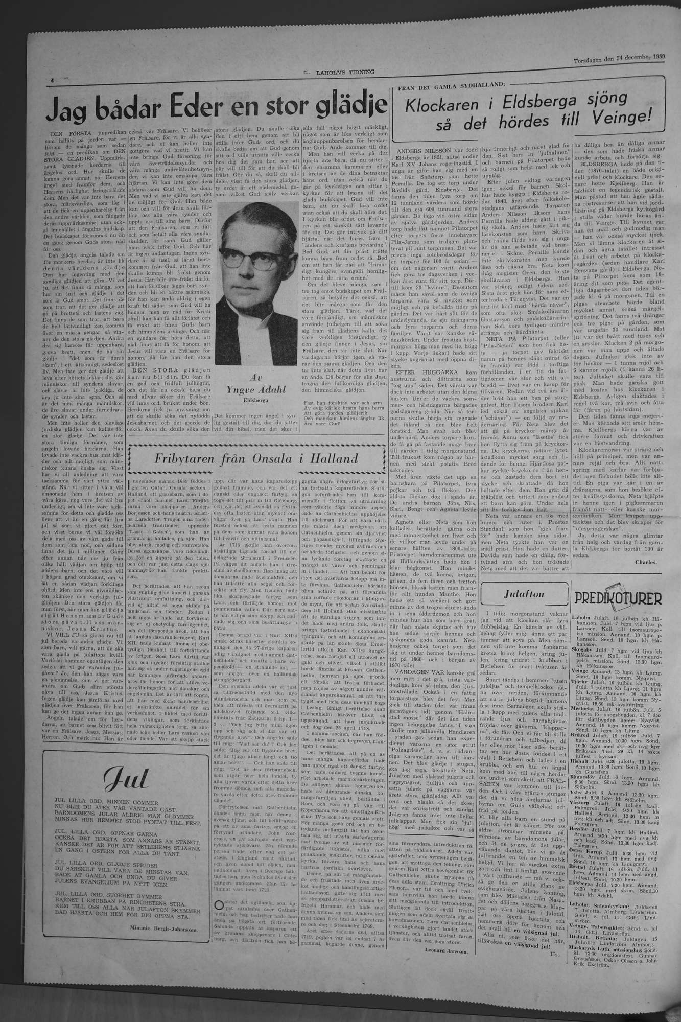 Laholms Tidning Torsdag 24 december 1959, sida 4