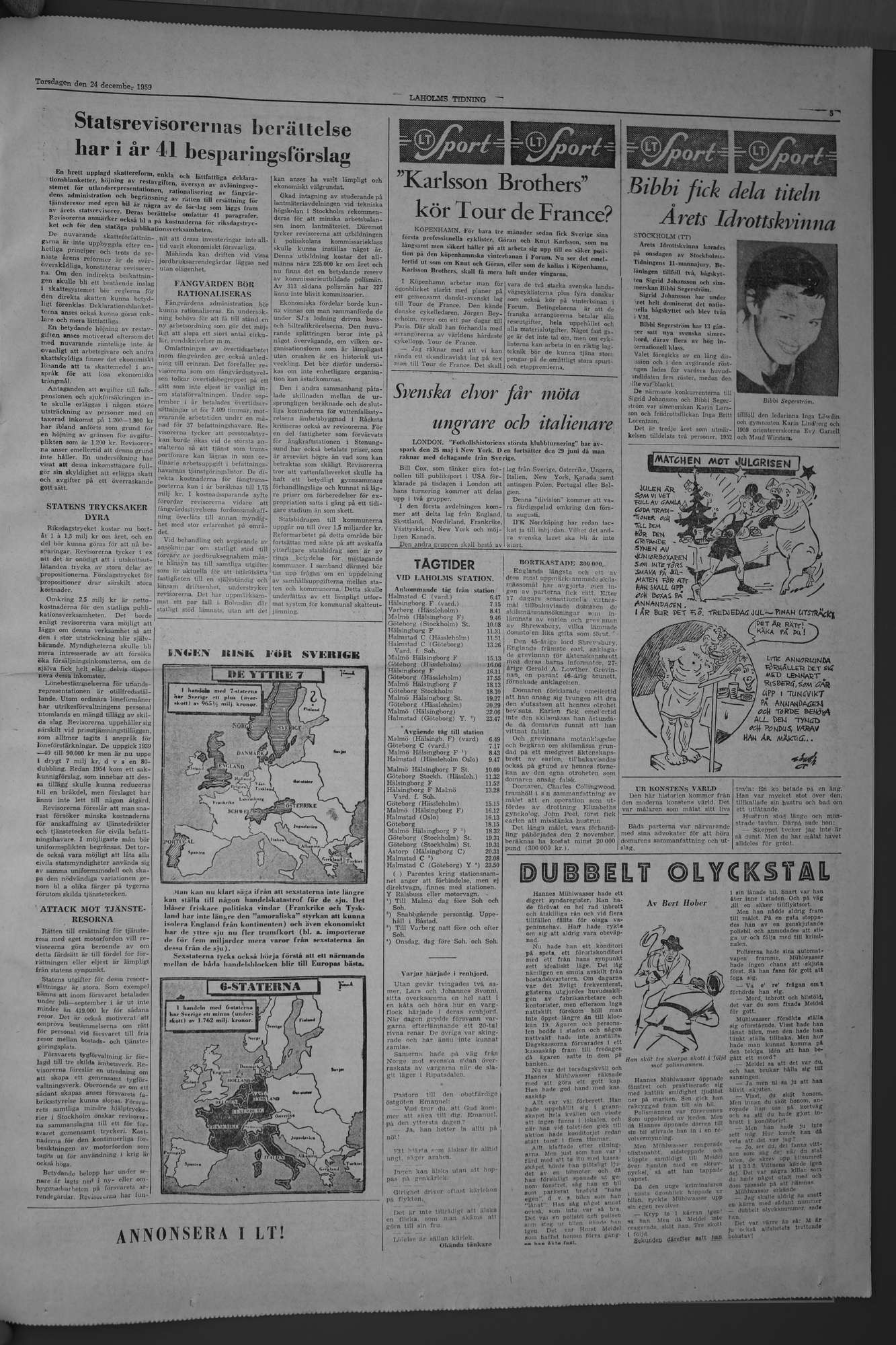 Laholms Tidning Torsdag 24 december 1959, sida 5
