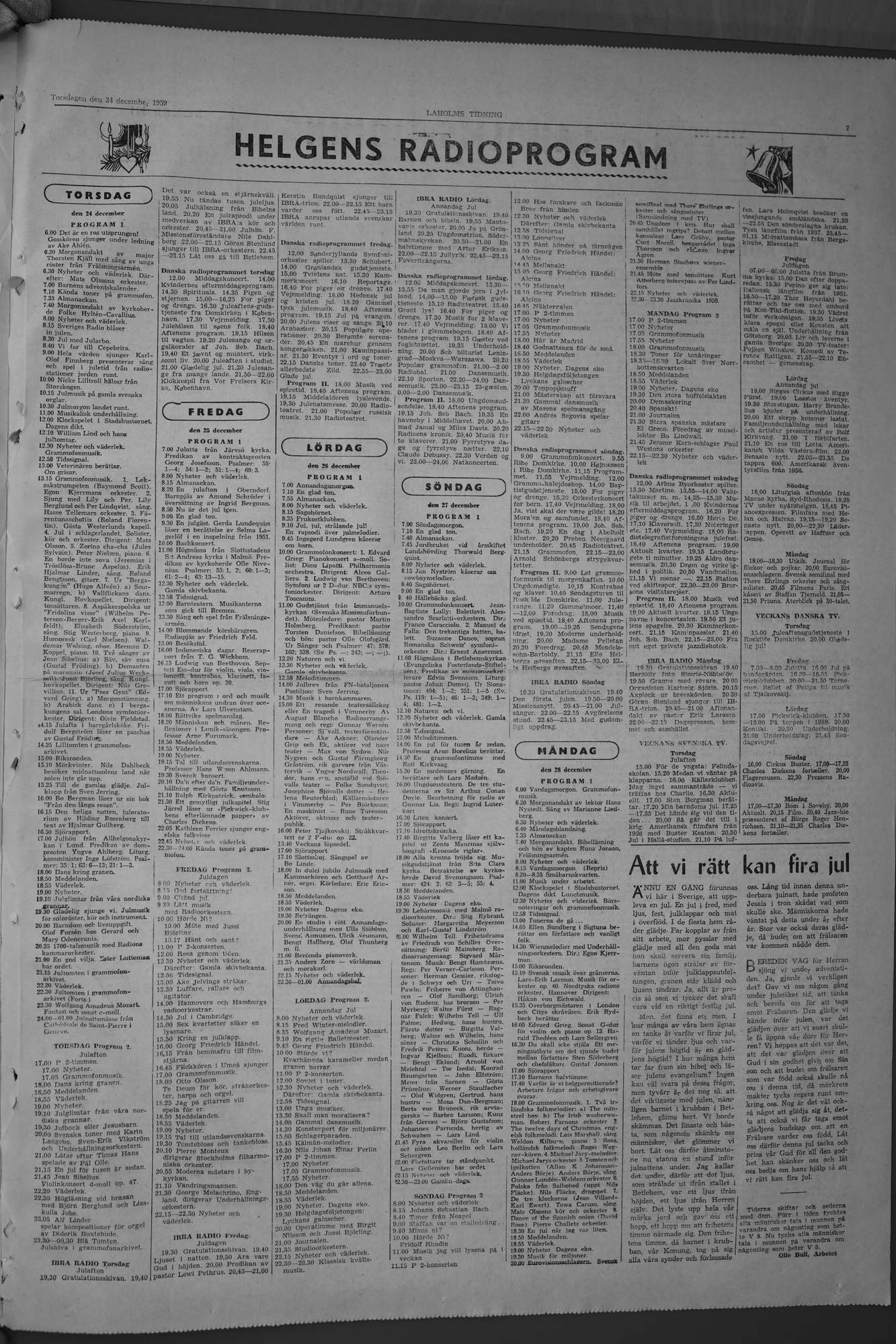Laholms Tidning Torsdag 24 december 1959, sida 7