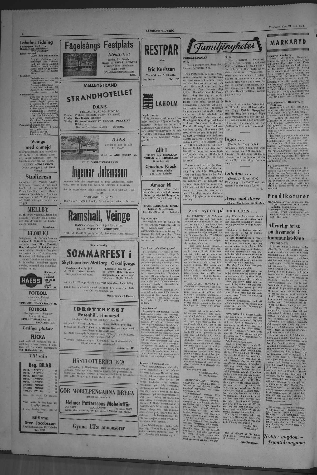 Laholms Tidning Fredag 24 juli 1959, sida 2