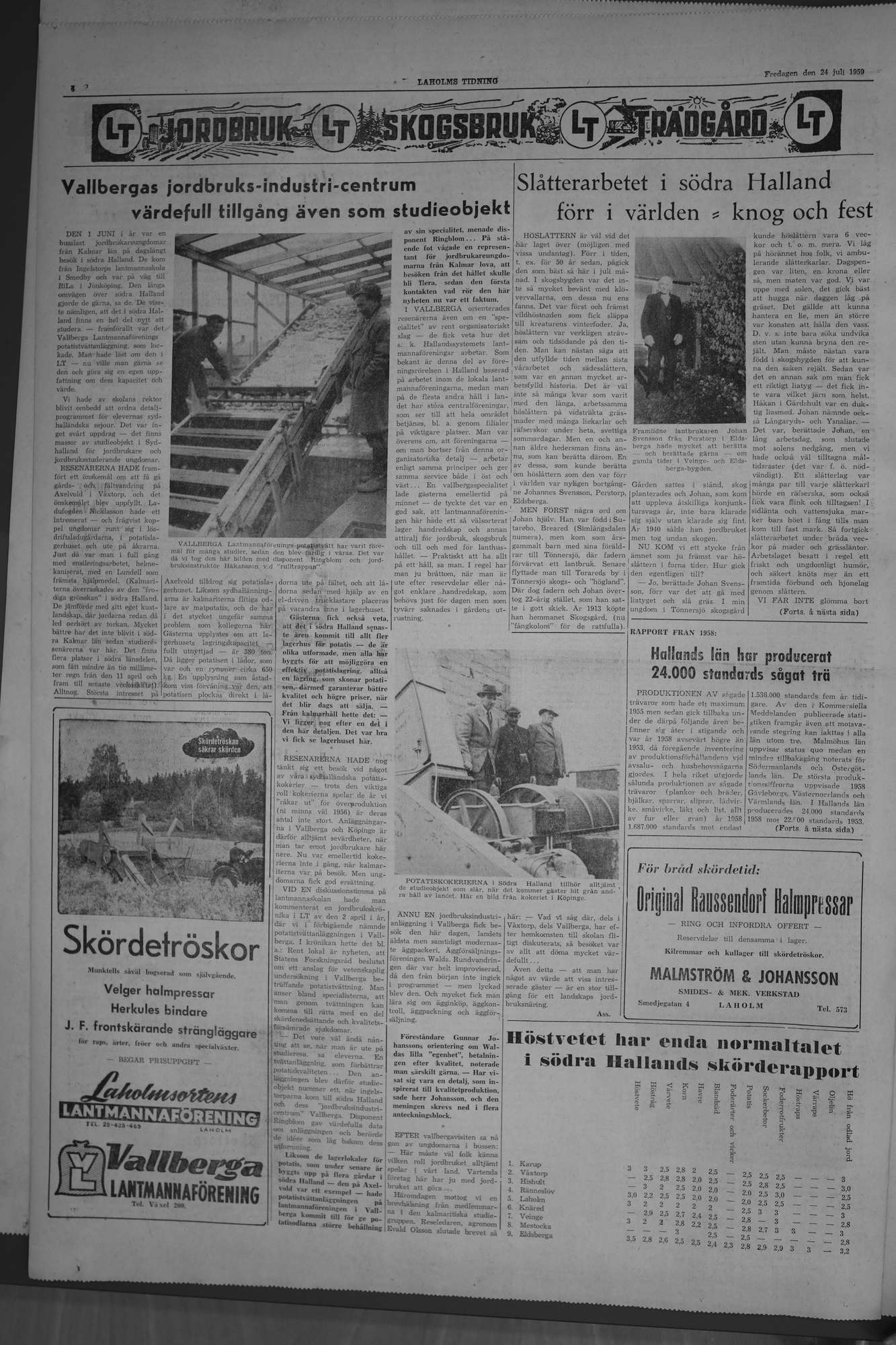 Laholms Tidning Fredag 24 juli 1959, sida 4