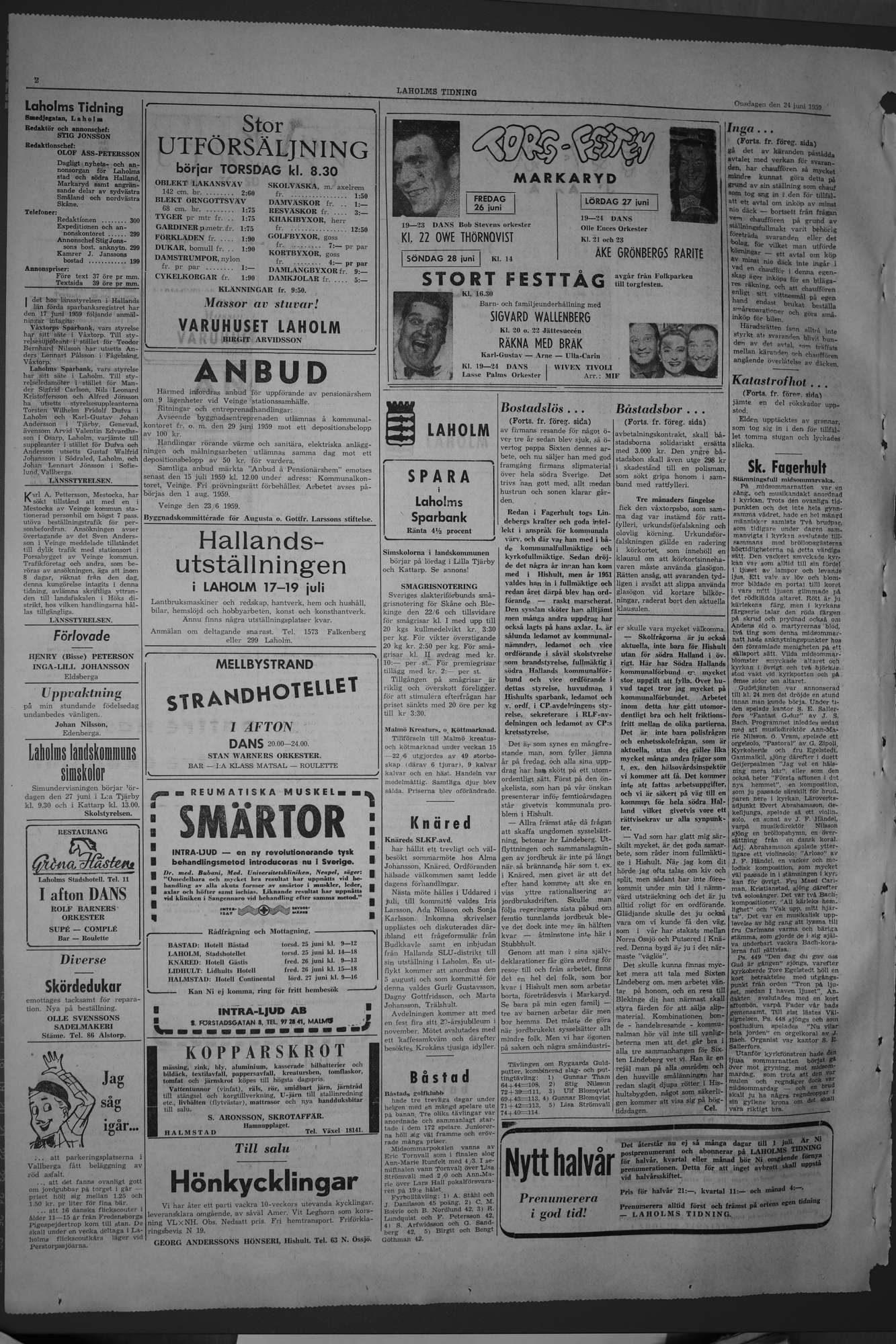 Laholms Tidning Onsdag 24 juni 1959, sida 2
