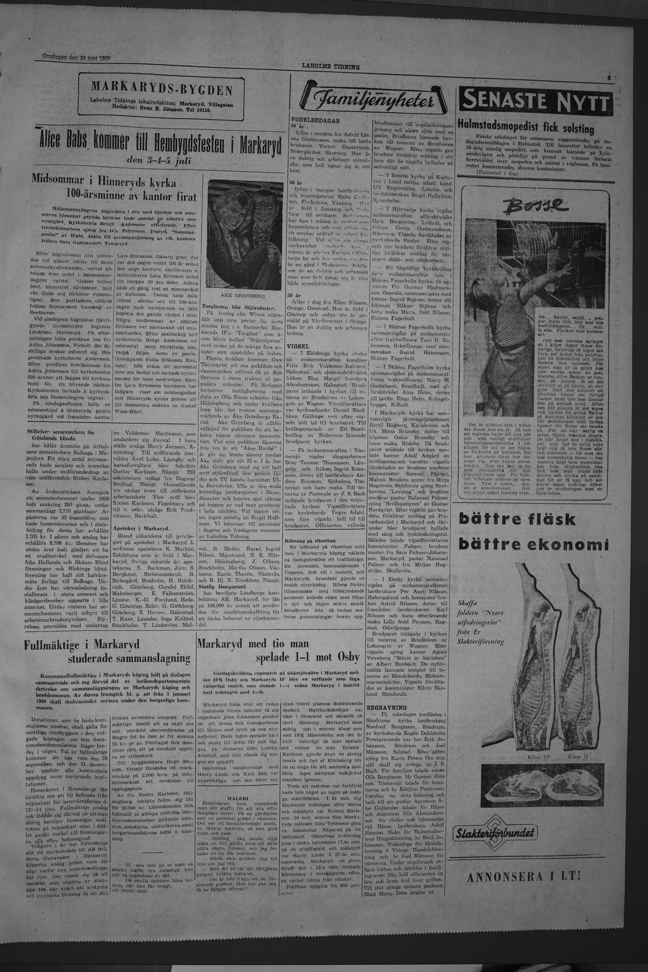 Laholms Tidning Onsdag 24 juni 1959, sida 3