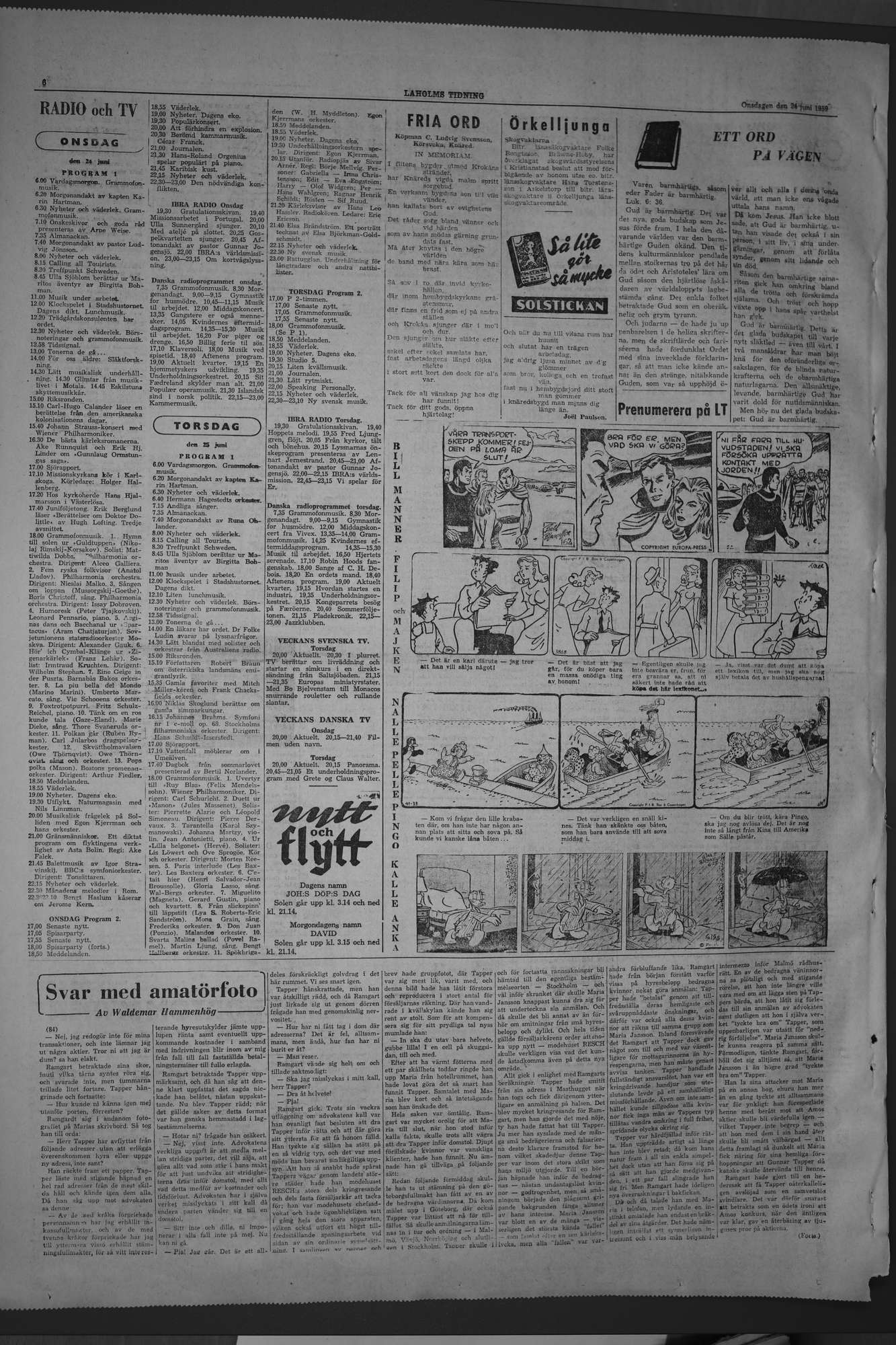 Laholms Tidning Onsdag 24 juni 1959, sida 6