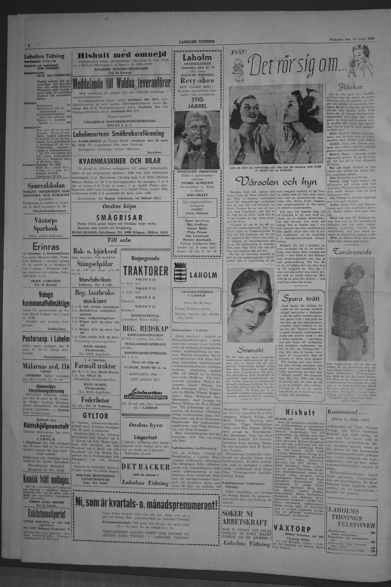 Laholms Tidning Tisdag 24 mars 1959, sida 2