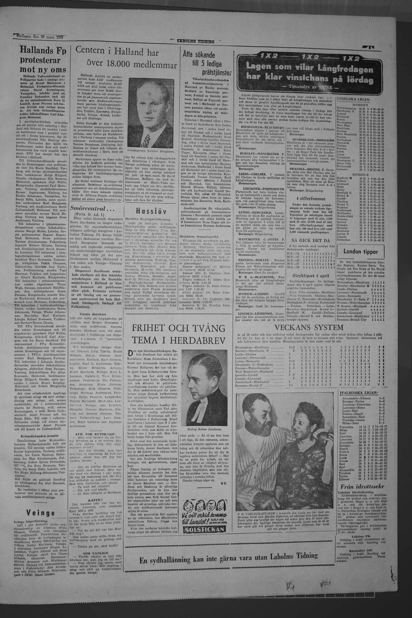 Laholms Tidning Tisdag 24 mars 1959, sida 5
