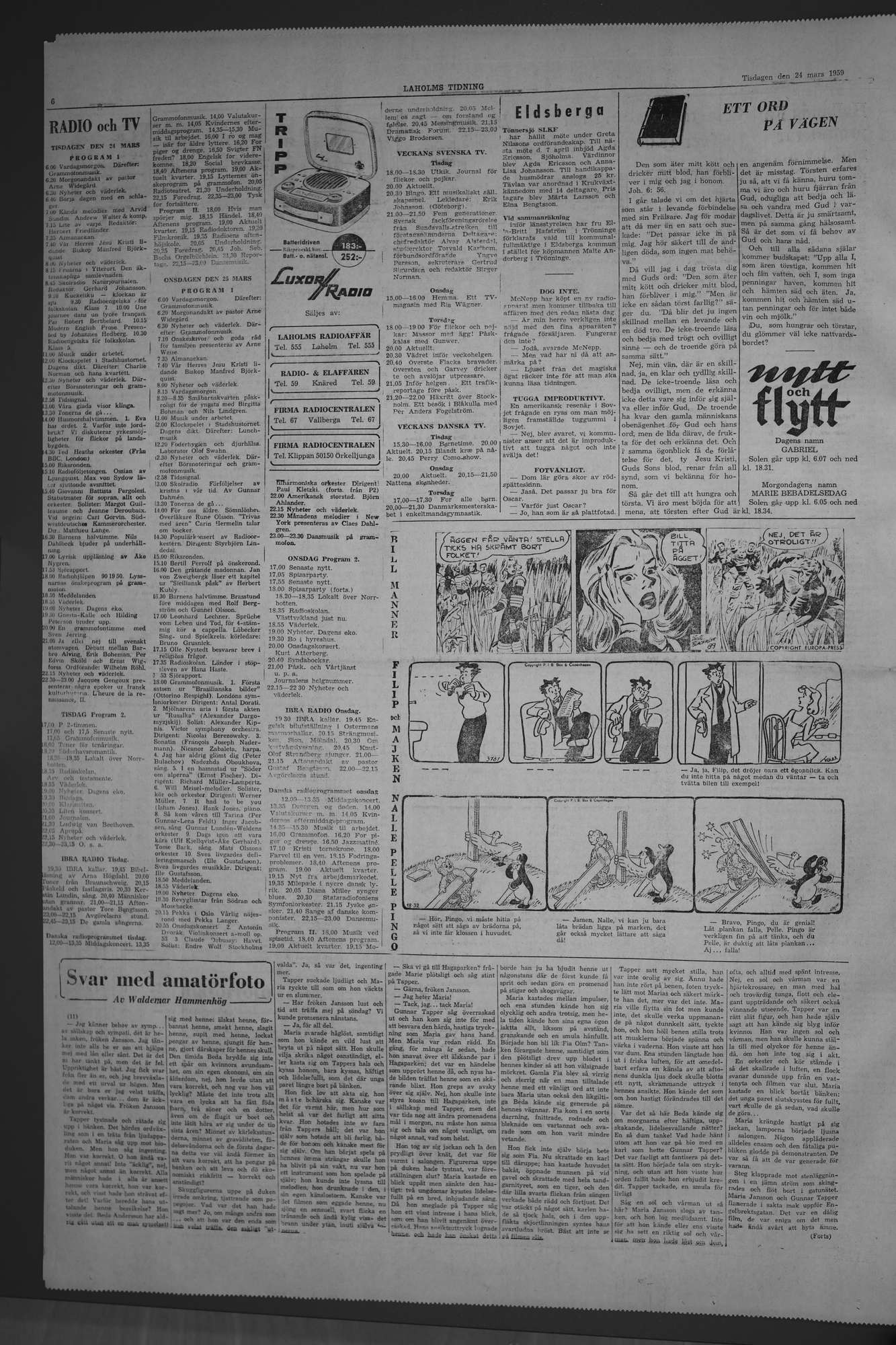 Laholms Tidning Tisdag 24 mars 1959, sida 6