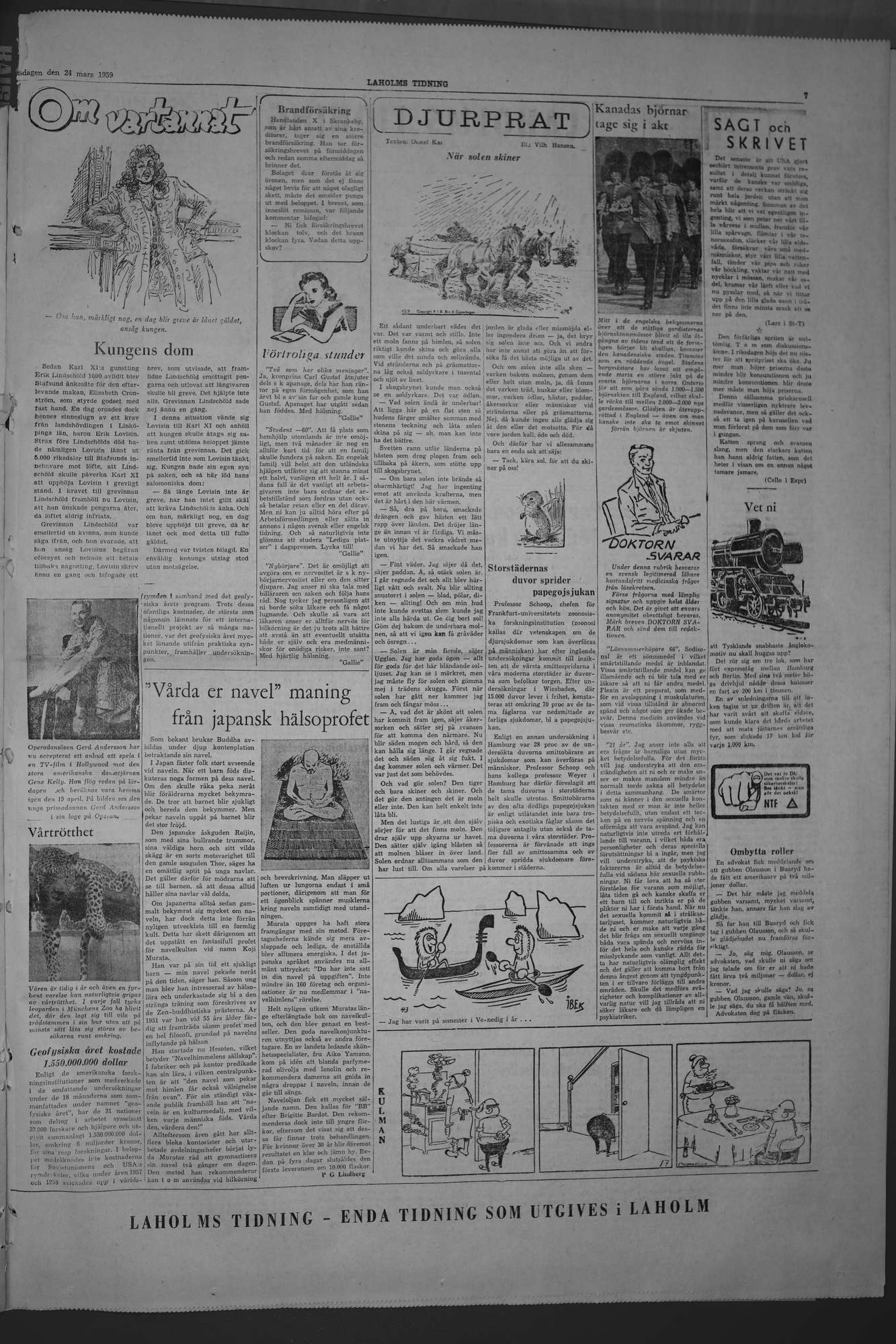 Laholms Tidning Tisdag 24 mars 1959, sida 7