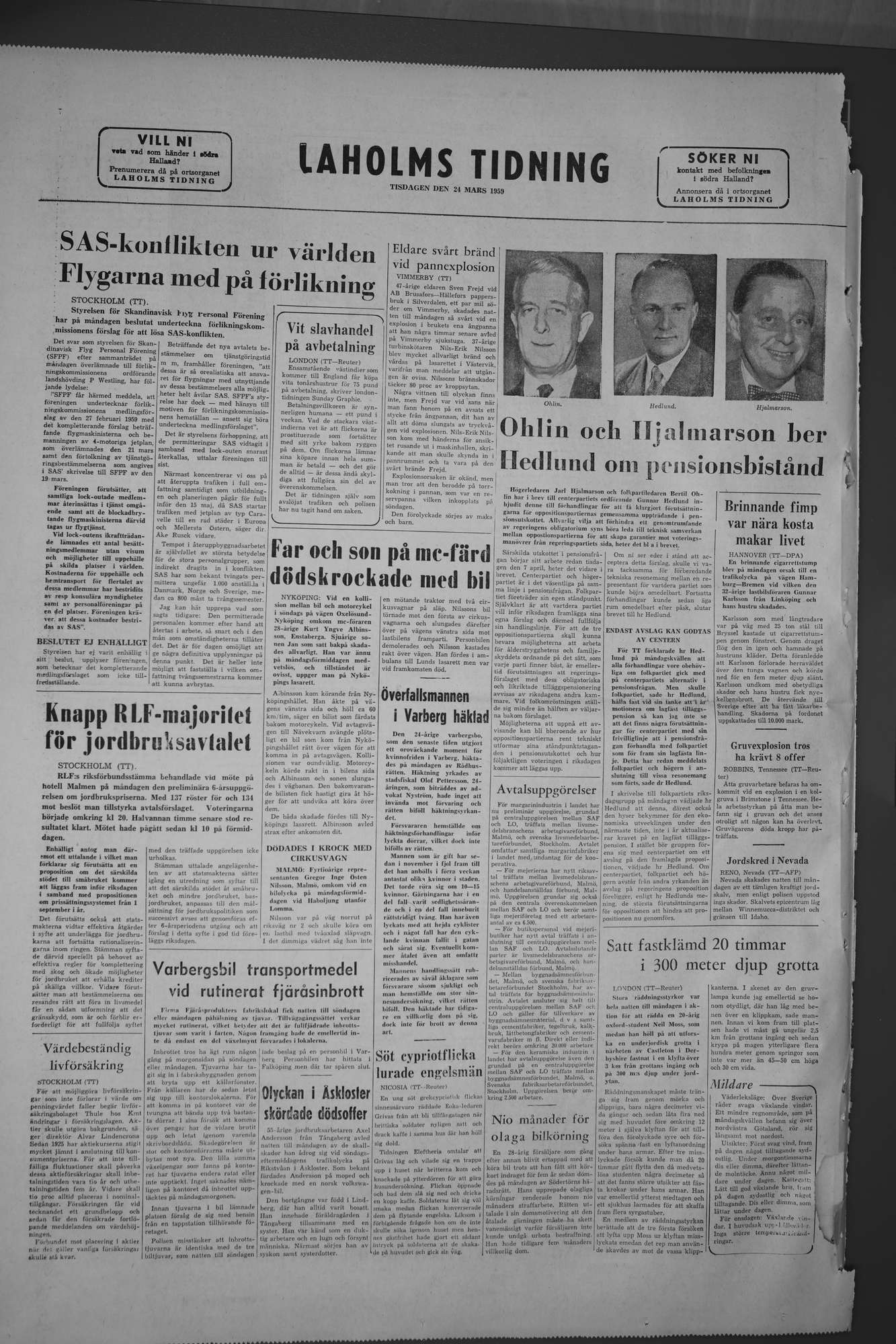 Laholms Tidning Tisdag 24 mars 1959, sida 8