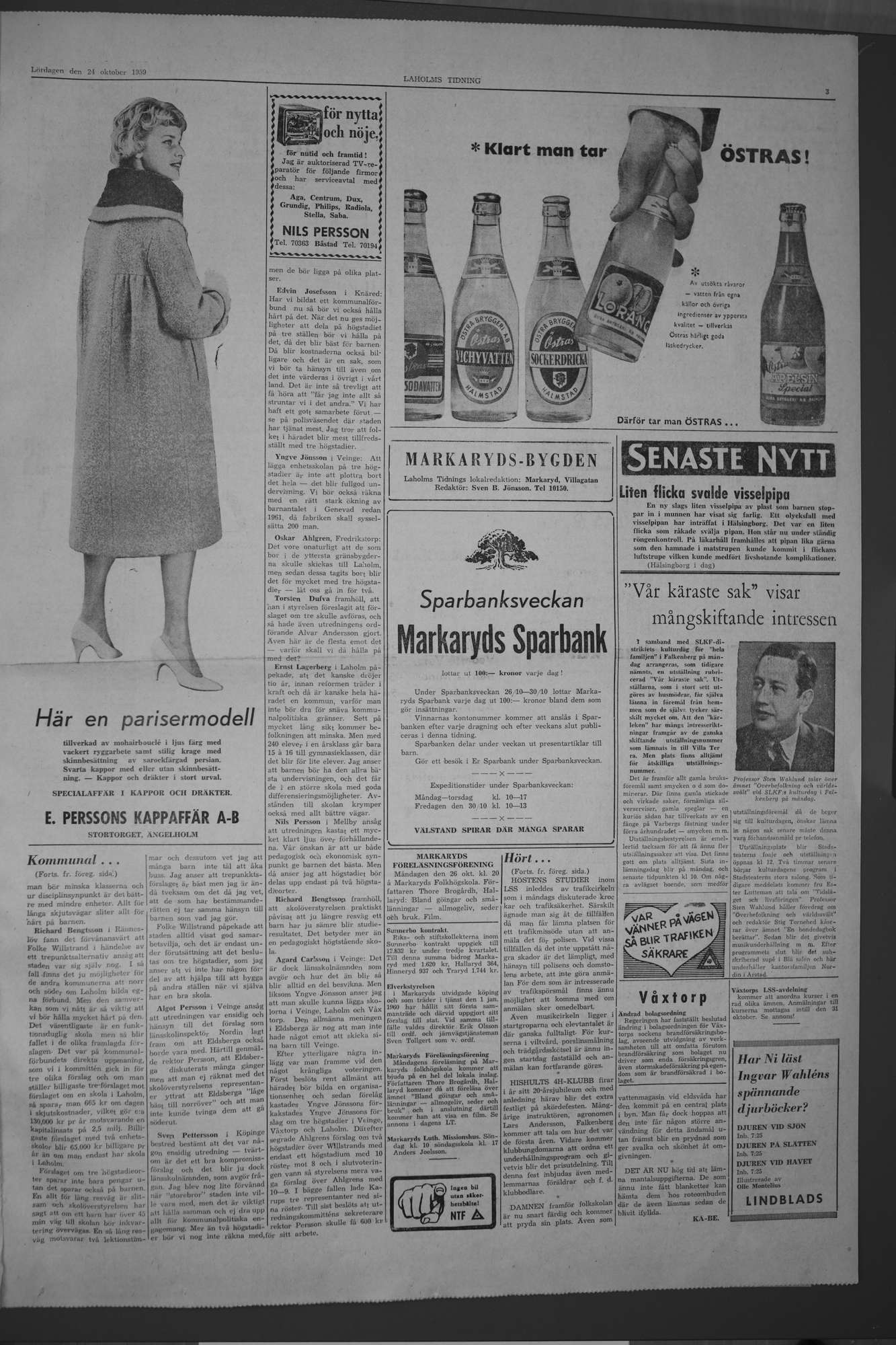Laholms Tidning Lördag 24 oktober 1959, sida 3