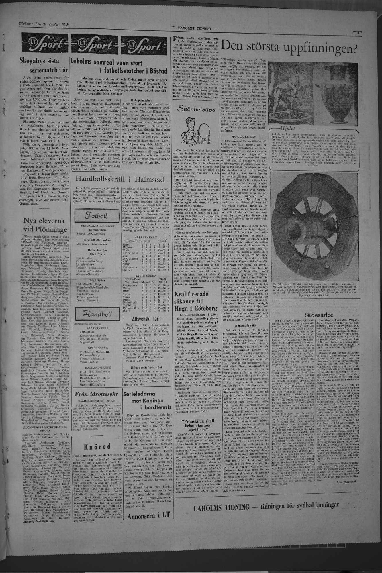 Laholms Tidning Lördag 24 oktober 1959, sida 5