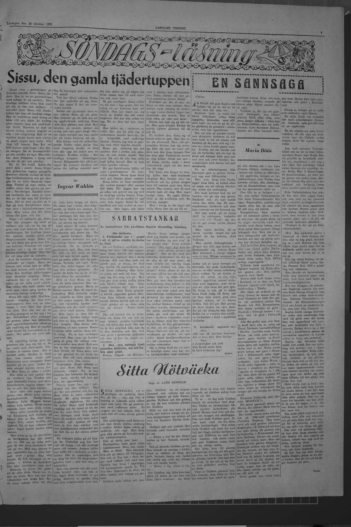 Laholms Tidning Lördag 24 oktober 1959, sida 7