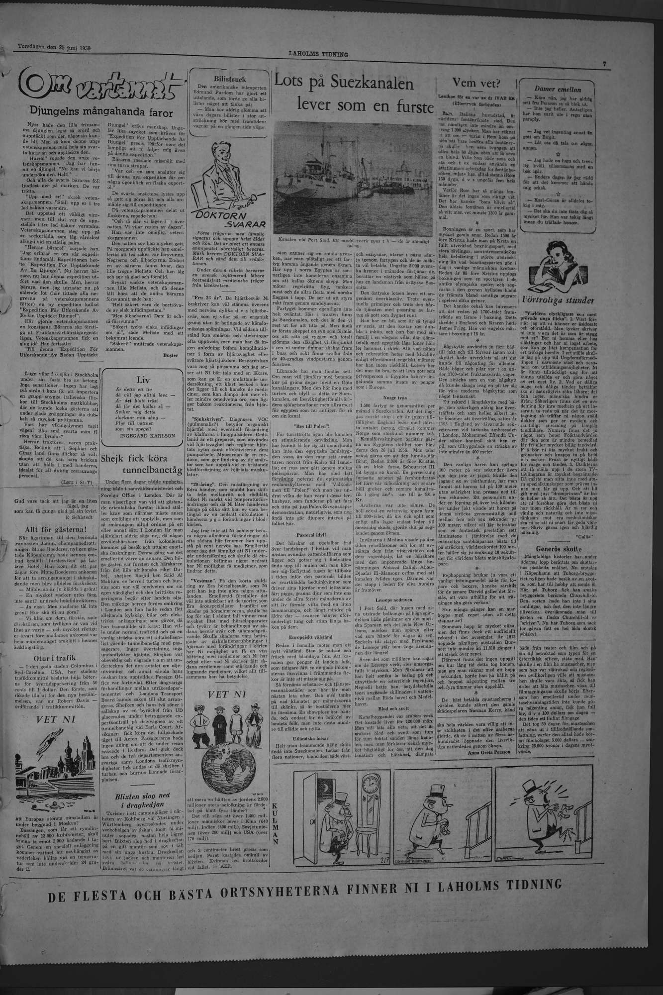 Laholms Tidning Torsdag 25 juni 1959, sida 7