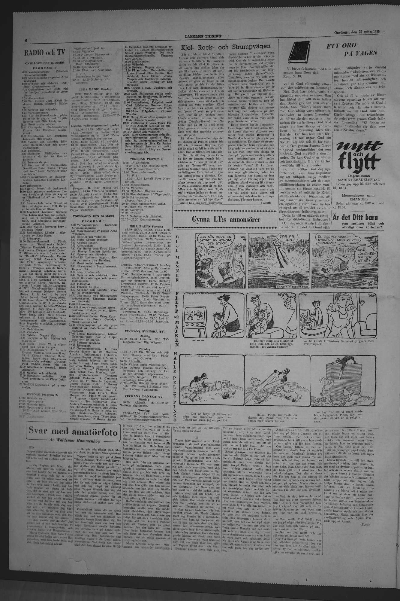 Laholms Tidning Onsdag 25 mars 1959, sida 6