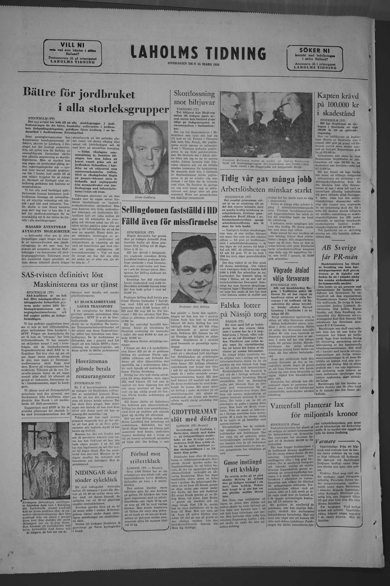 Laholms Tidning Onsdag 25 mars 1959, sida 8