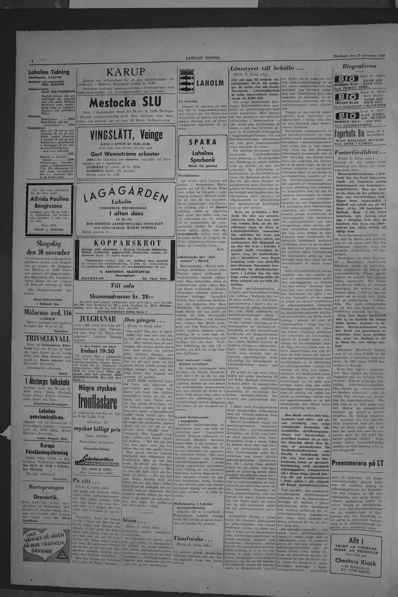 Laholms Tidning Onsdag 25 november 1959, sida 2