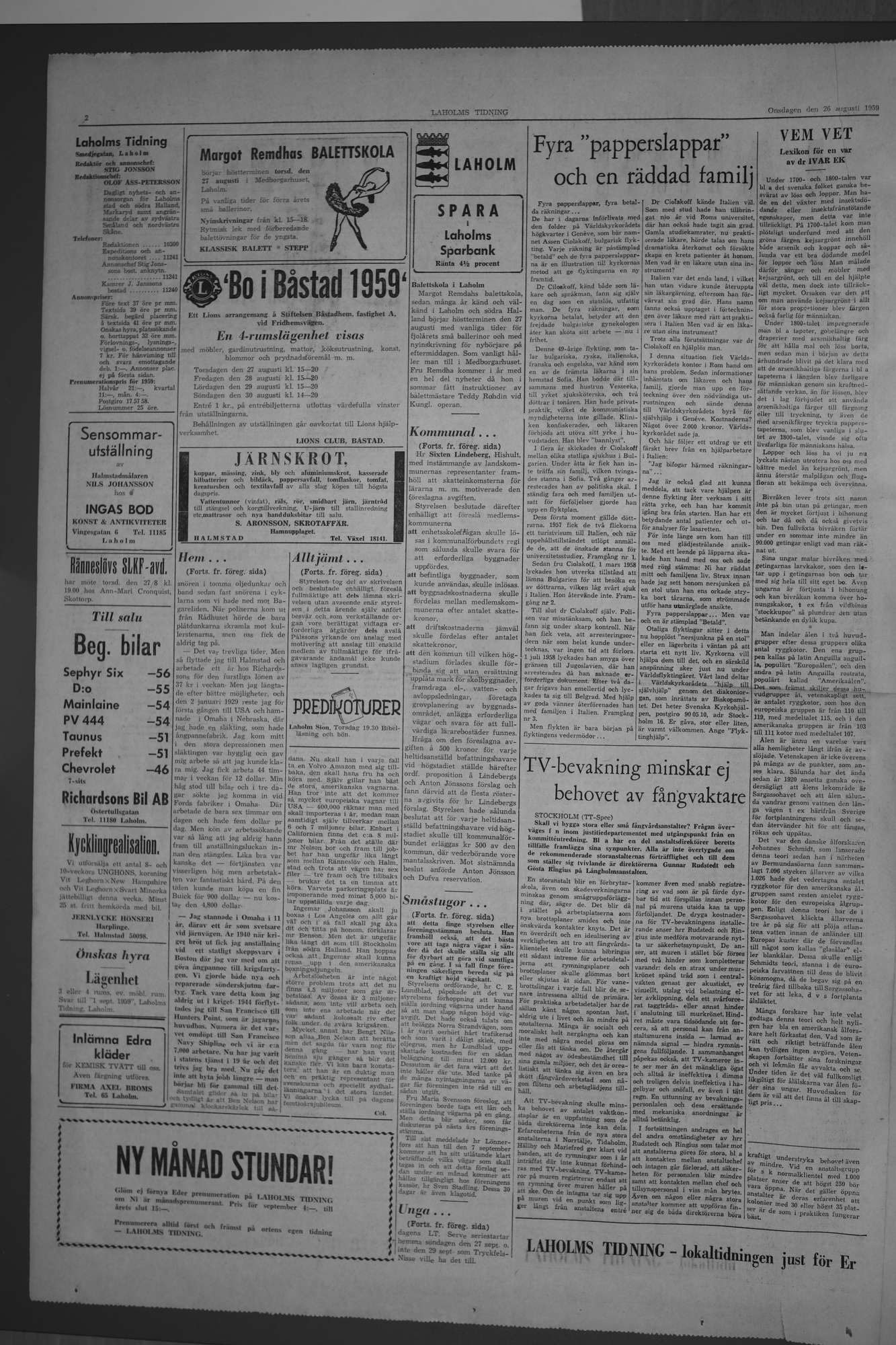 Laholms Tidning Onsdag 26 augusti 1959, sida 2