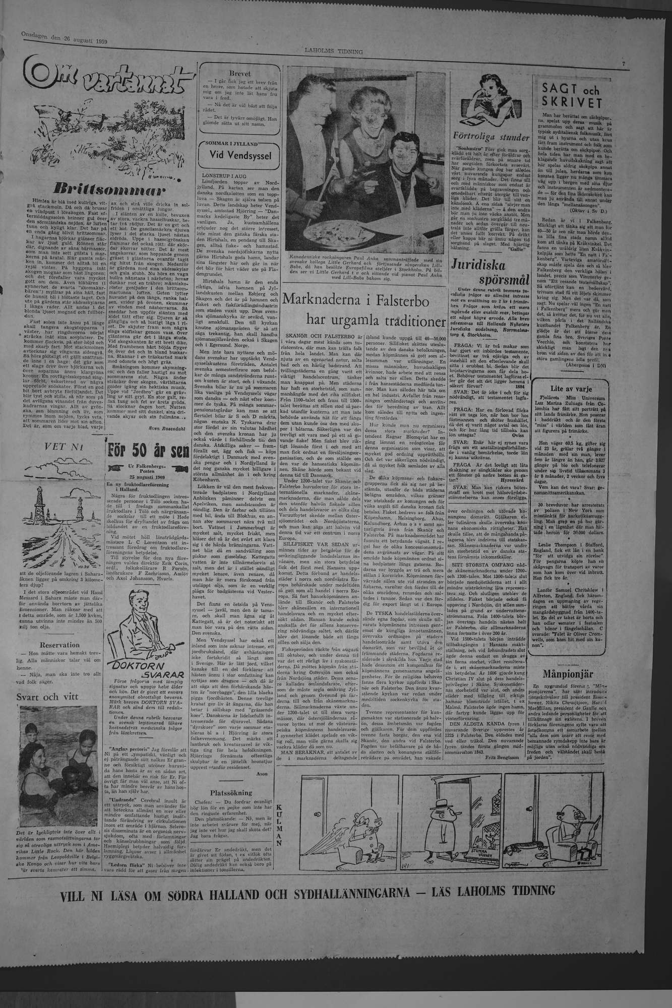Laholms Tidning Onsdag 26 augusti 1959, sida 7