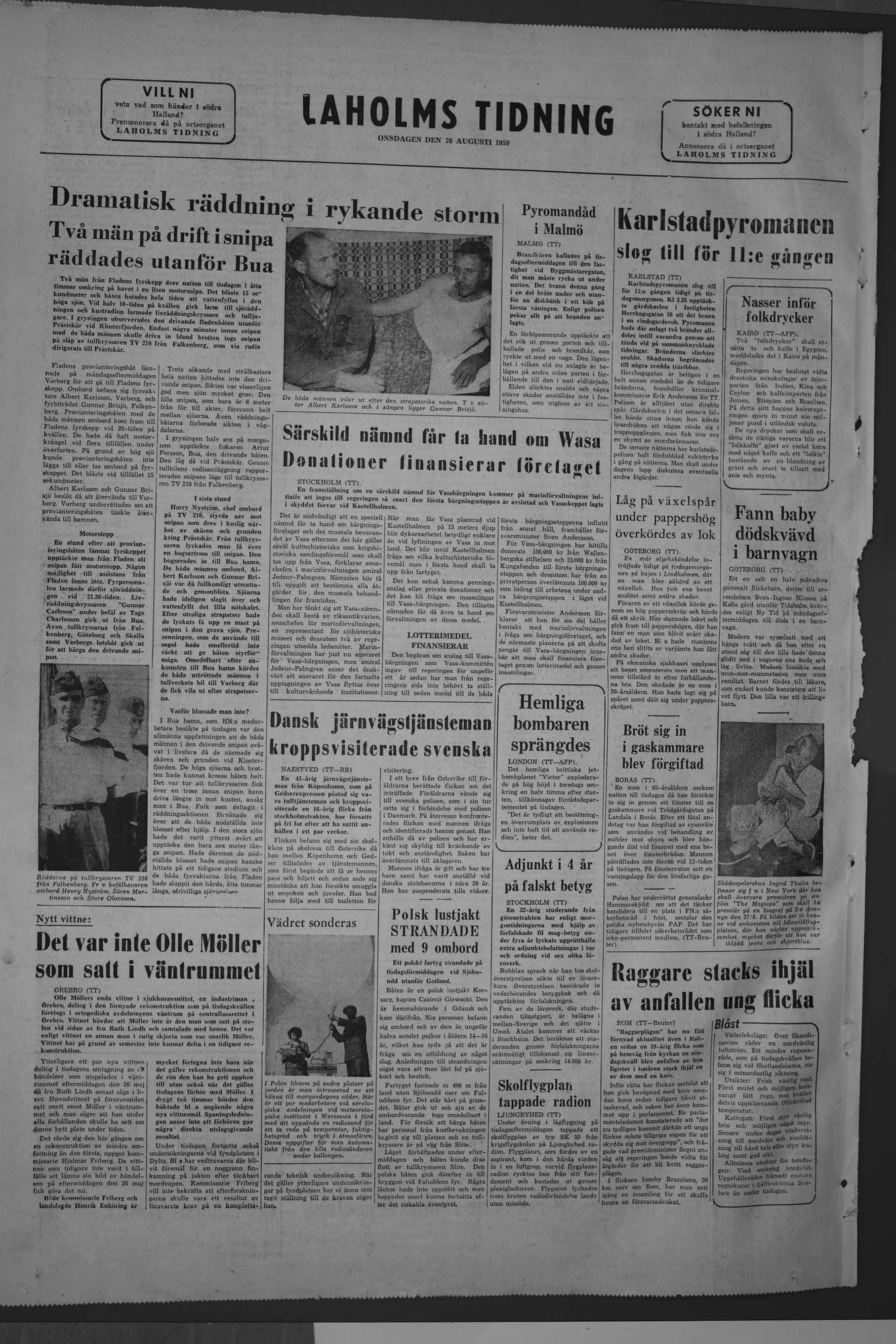 Laholms Tidning Onsdag 26 augusti 1959, sida 8