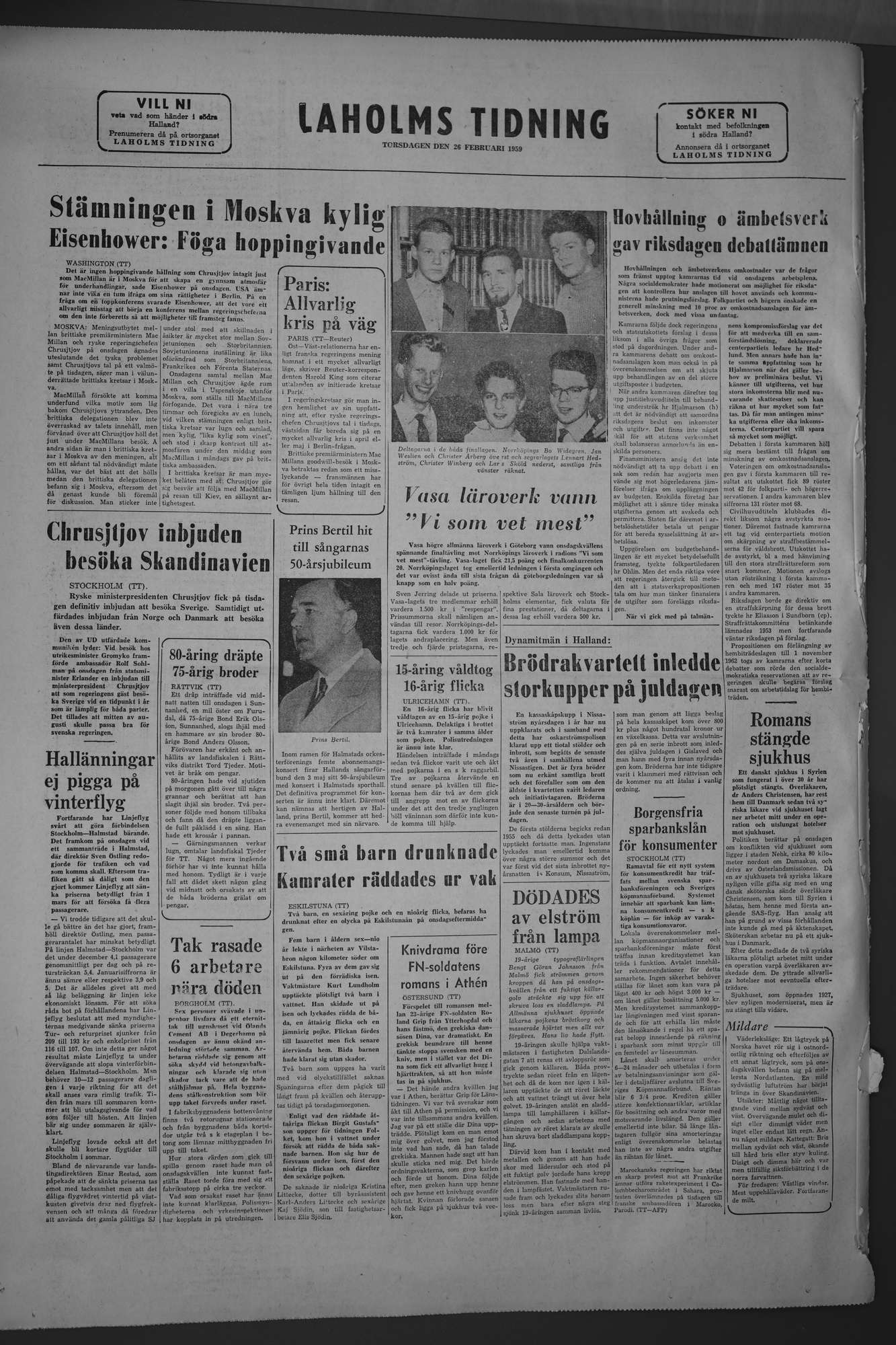 Laholms Tidning Torsdag 26 februari 1959, sida 8