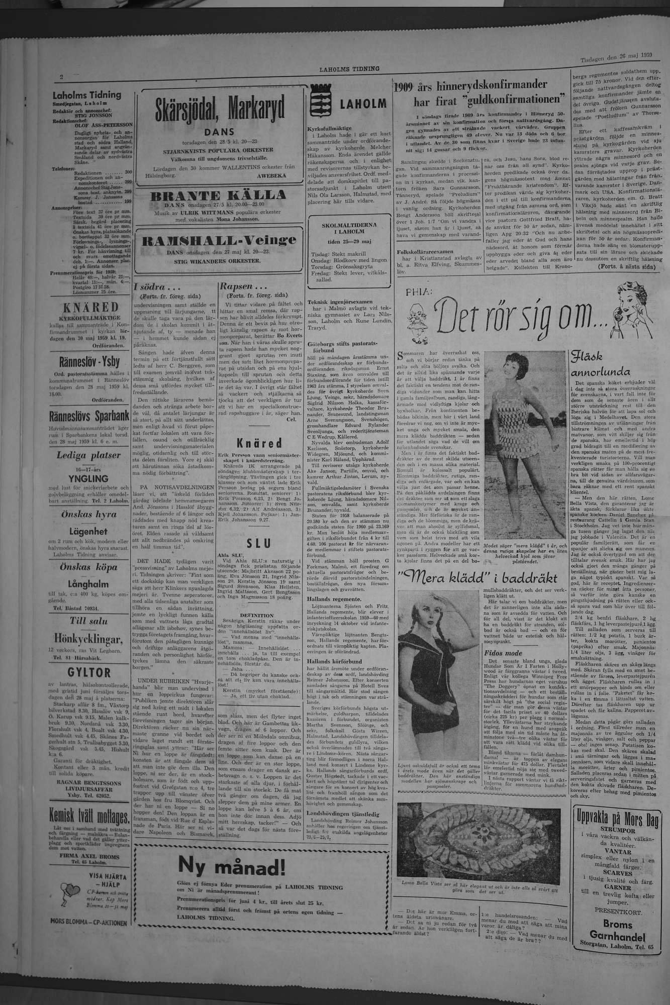 Laholms Tidning Tisdag 26 maj 1959, sida 2