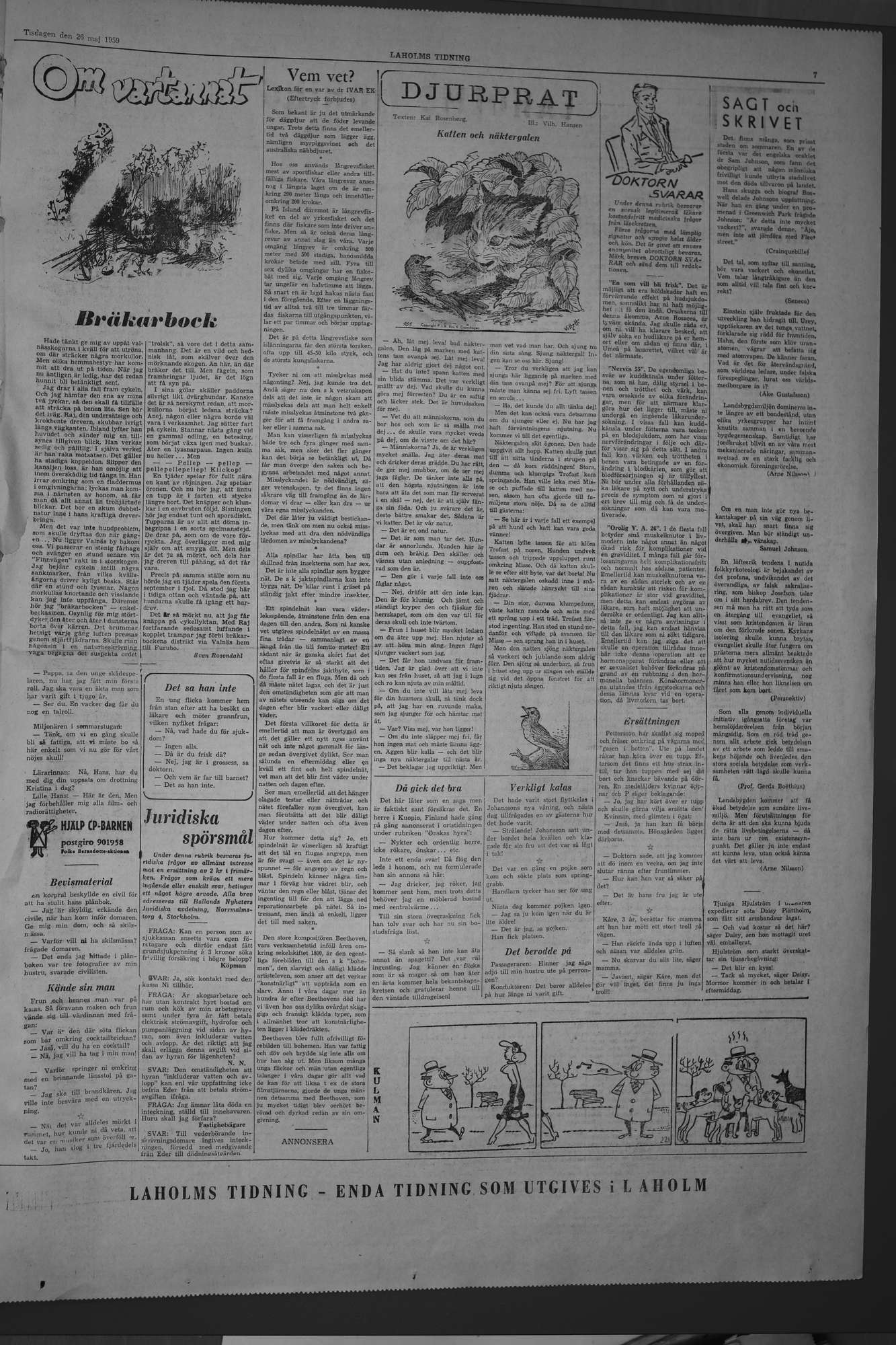 Laholms Tidning Tisdag 26 maj 1959, sida 7