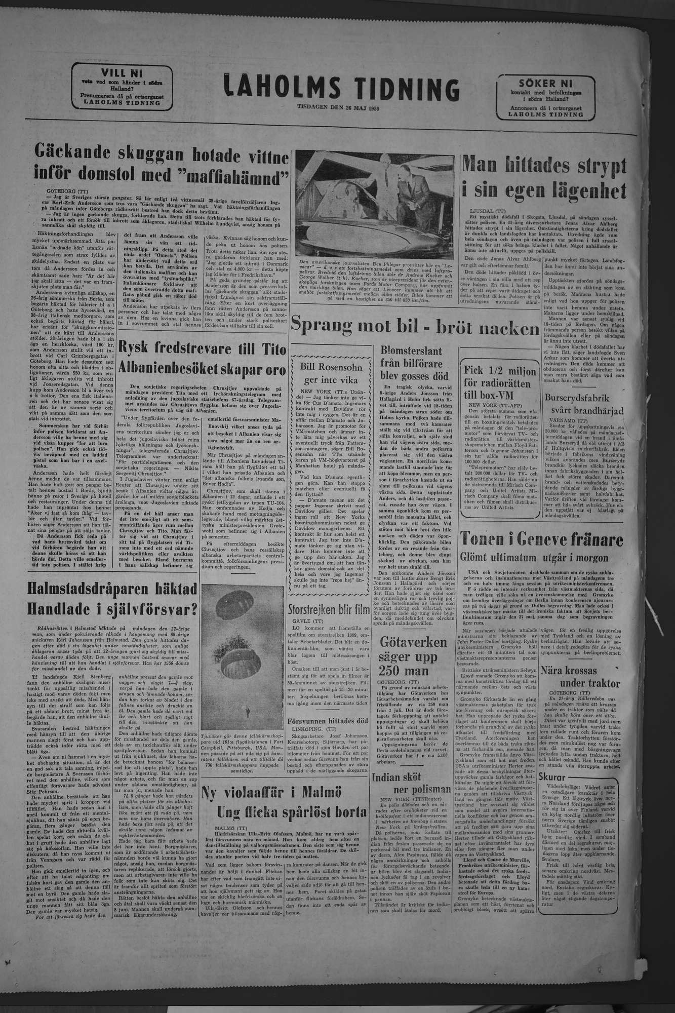 Laholms Tidning Tisdag 26 maj 1959, sida 8