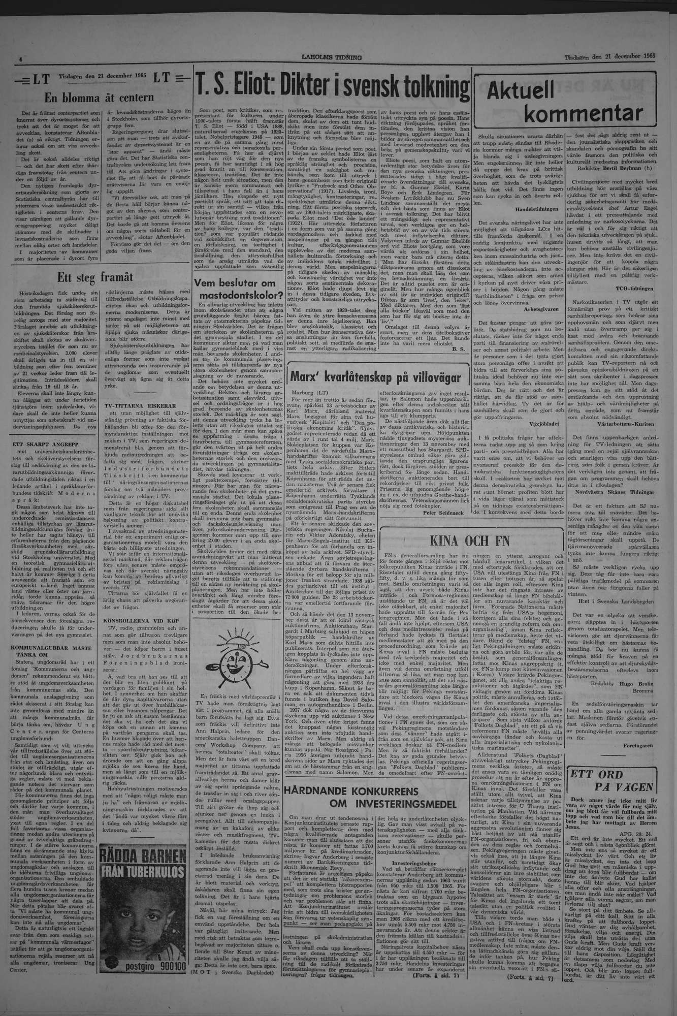 Laholms Tidning Tisdag 21 december 1965, sida 4