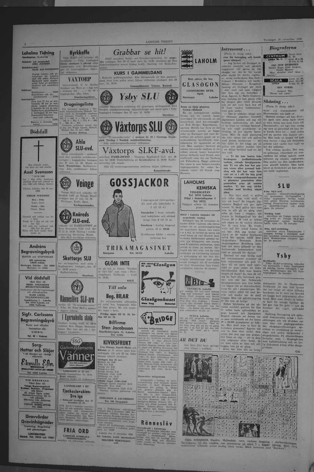 Laholms Tidning Torsdag 26 november 1959, sida 2