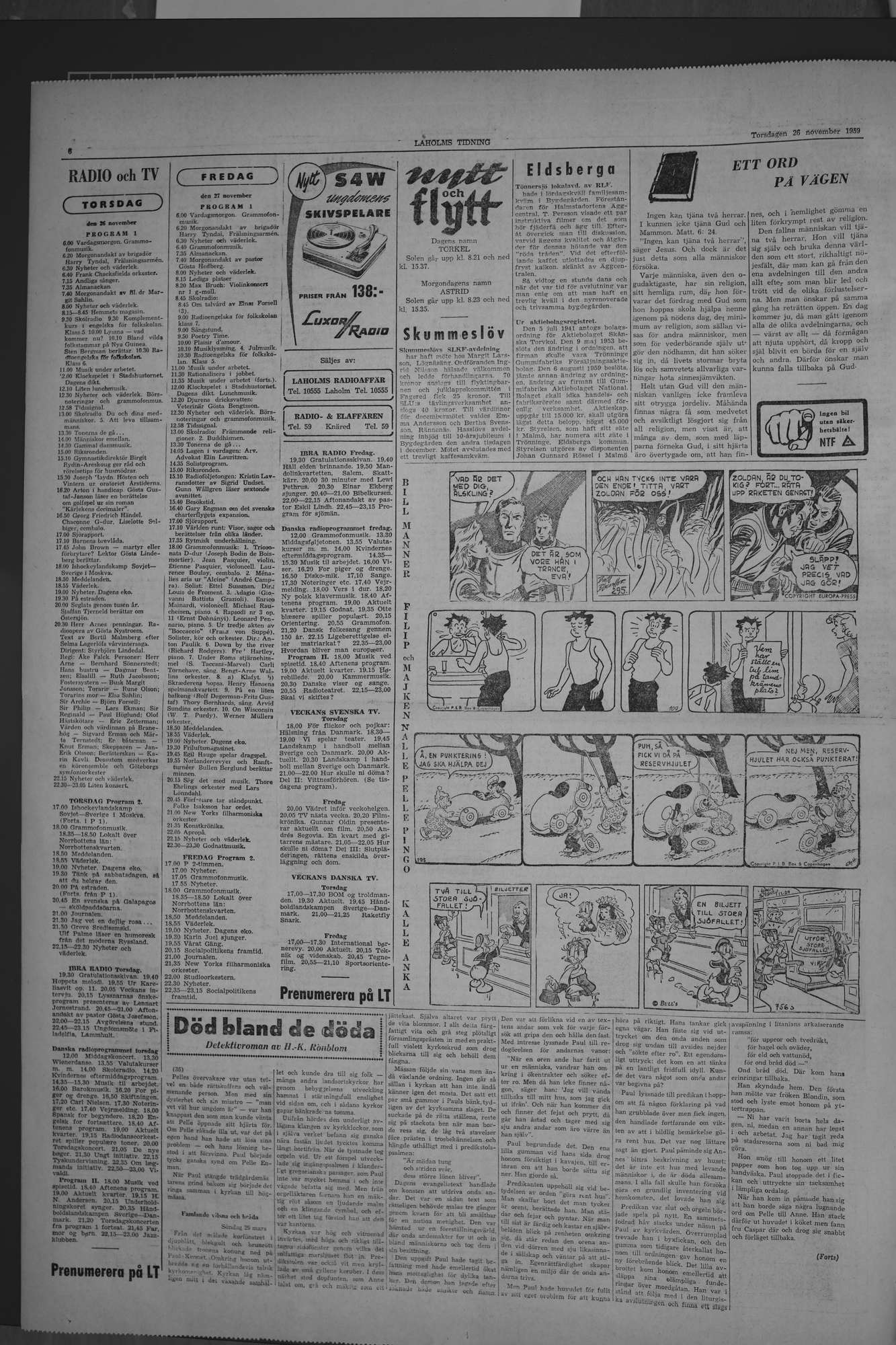 Laholms Tidning Torsdag 26 november 1959, sida 6