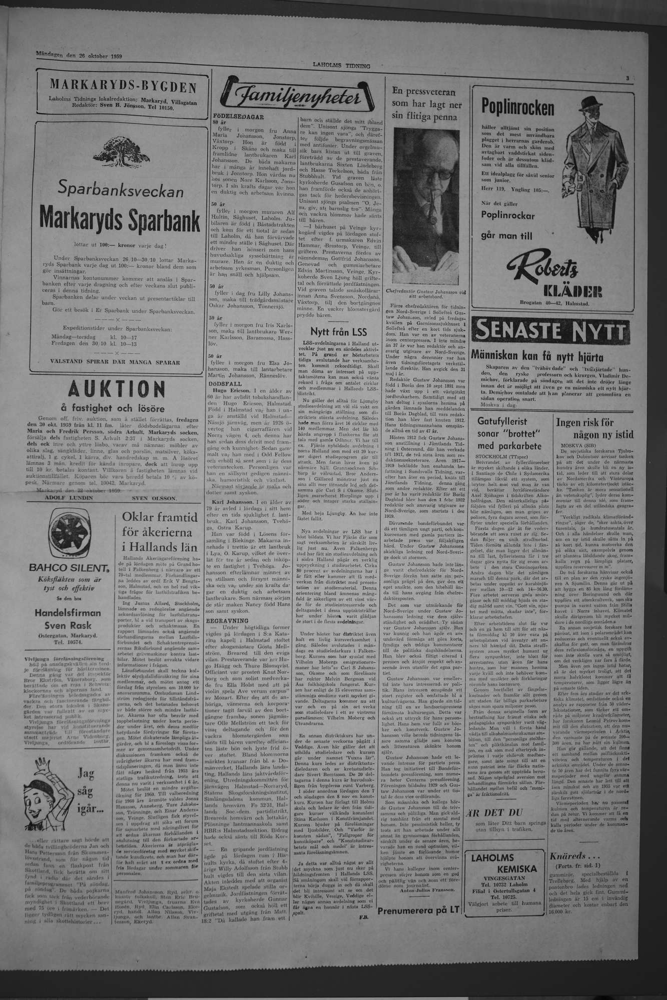 Laholms Tidning Måndag 26 oktober 1959, sida 3