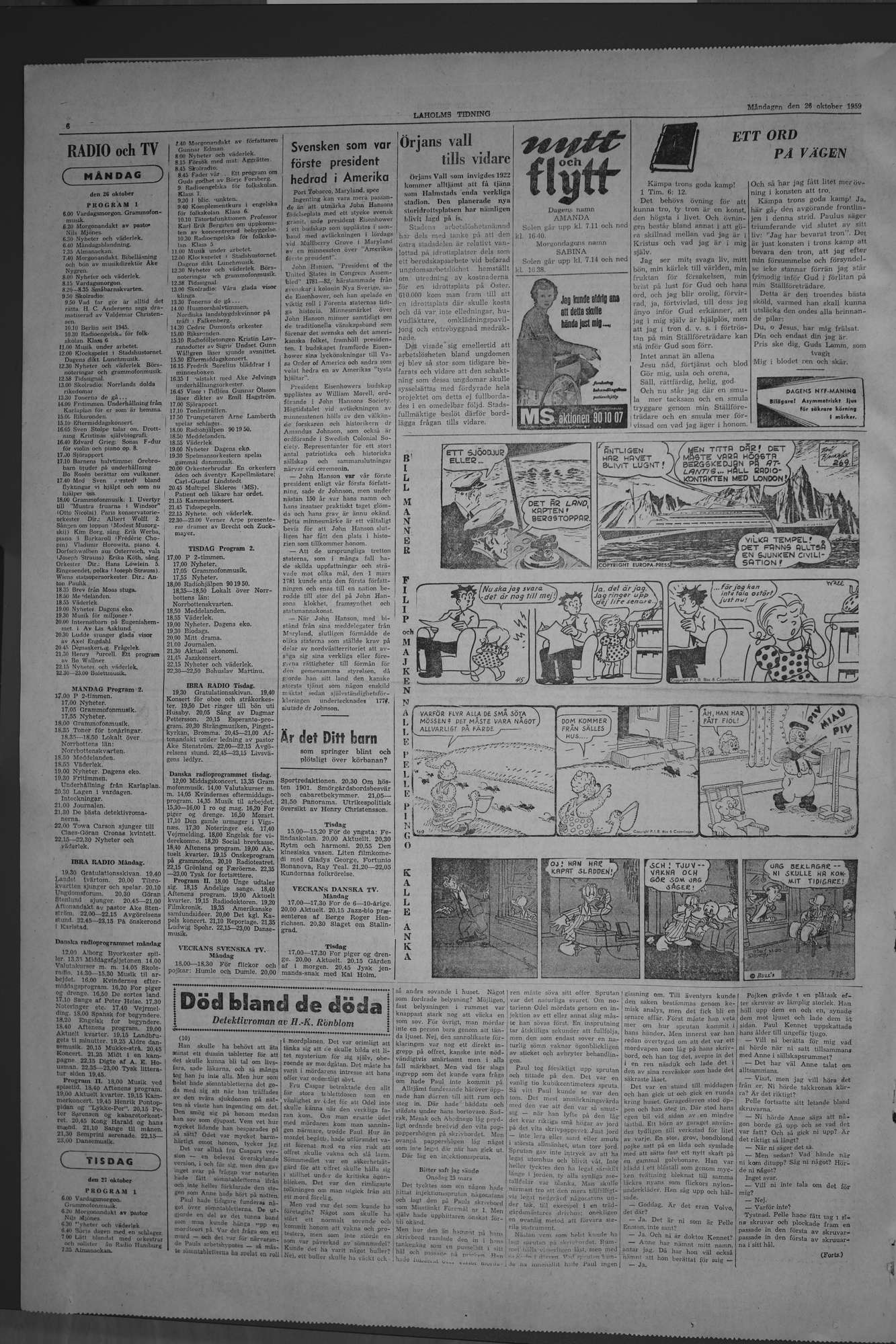 Laholms Tidning Måndag 26 oktober 1959, sida 6