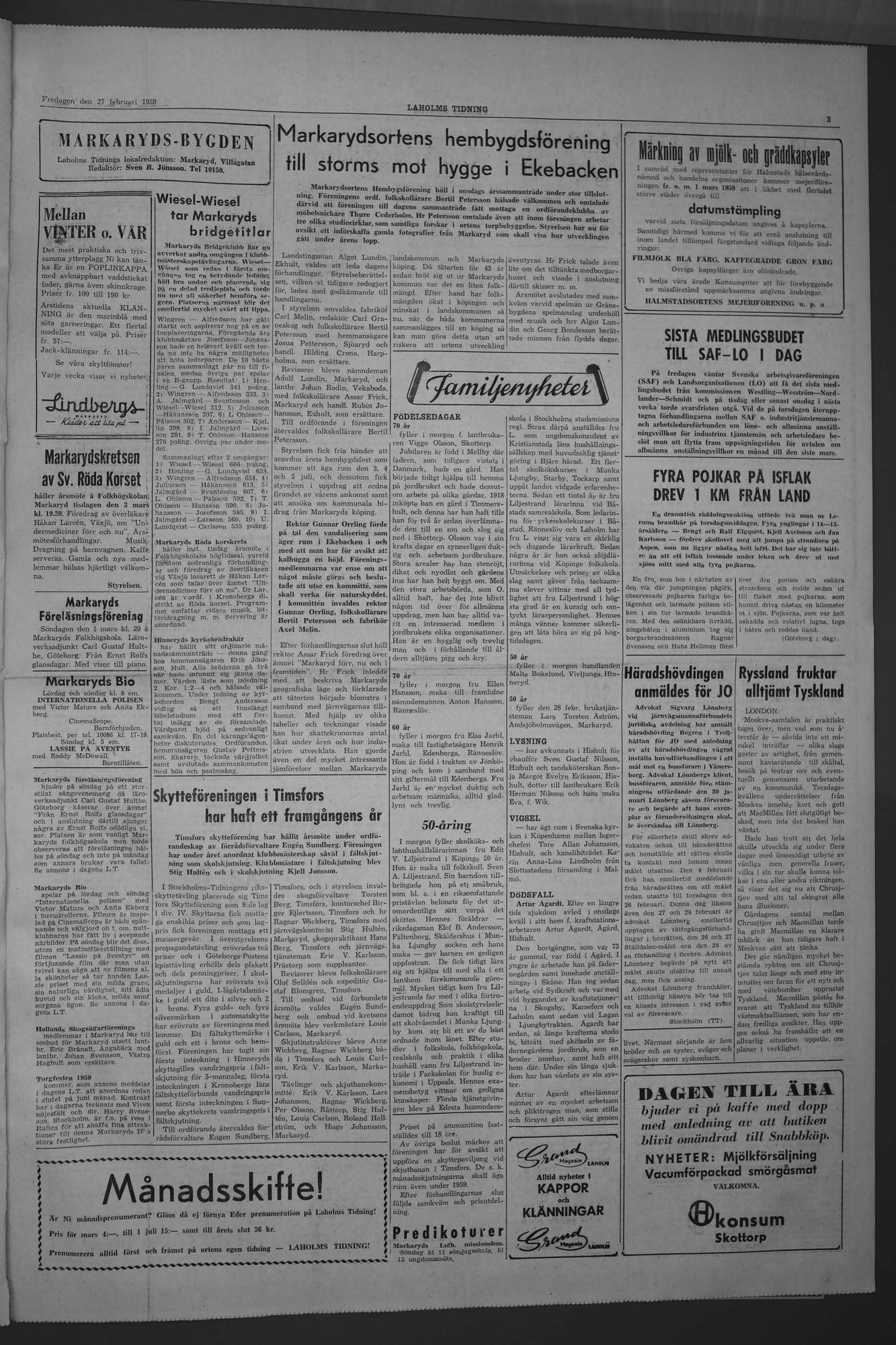 Laholms Tidning Fredag 27 februari 1959, sida 3