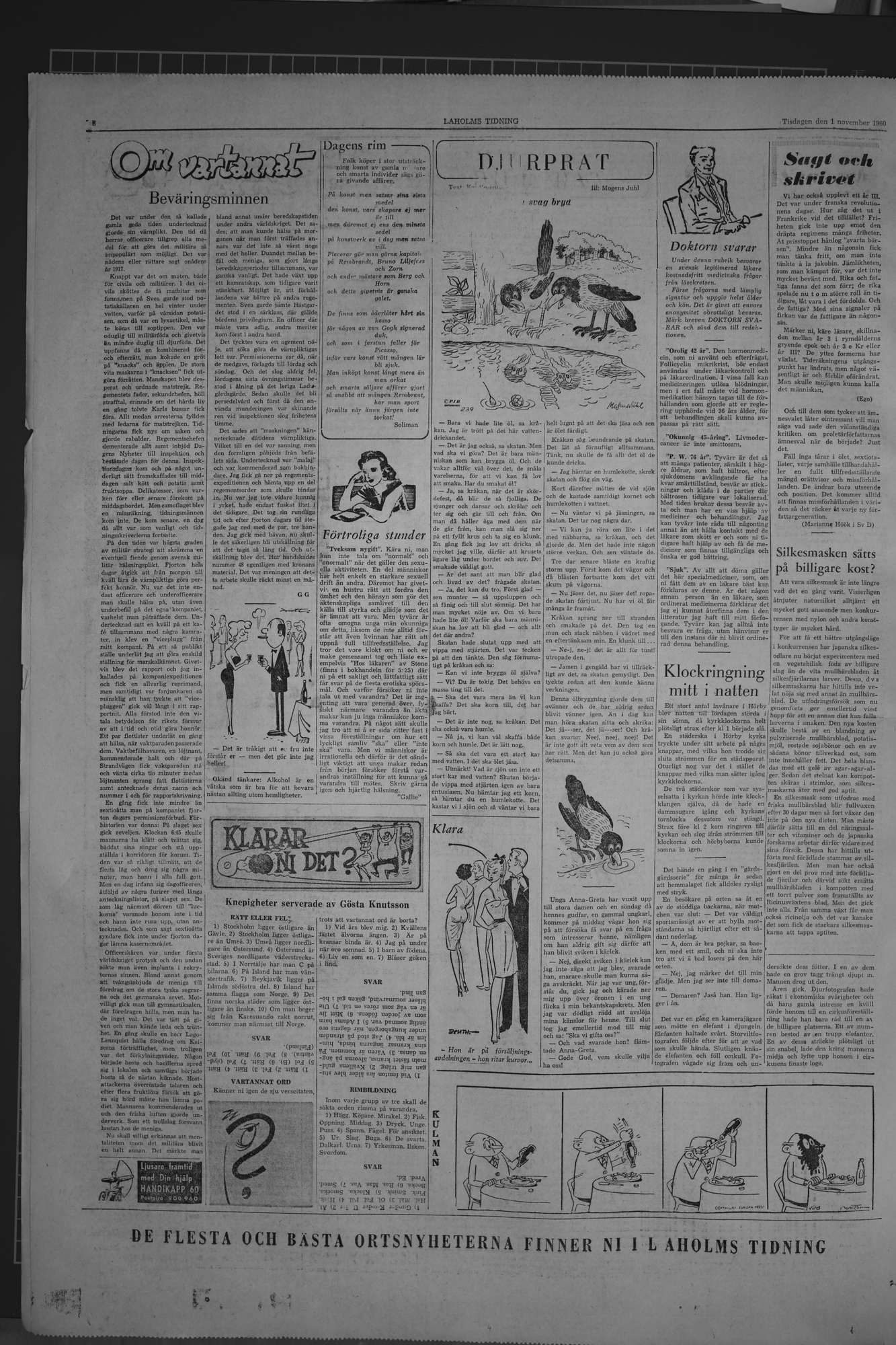 Laholms Tidning Tisdag 1 november 1960, sida 6