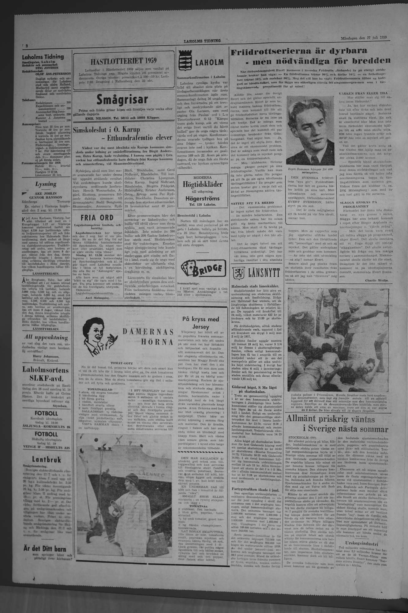 Laholms Tidning Måndag 27 juli 1959, sida 2