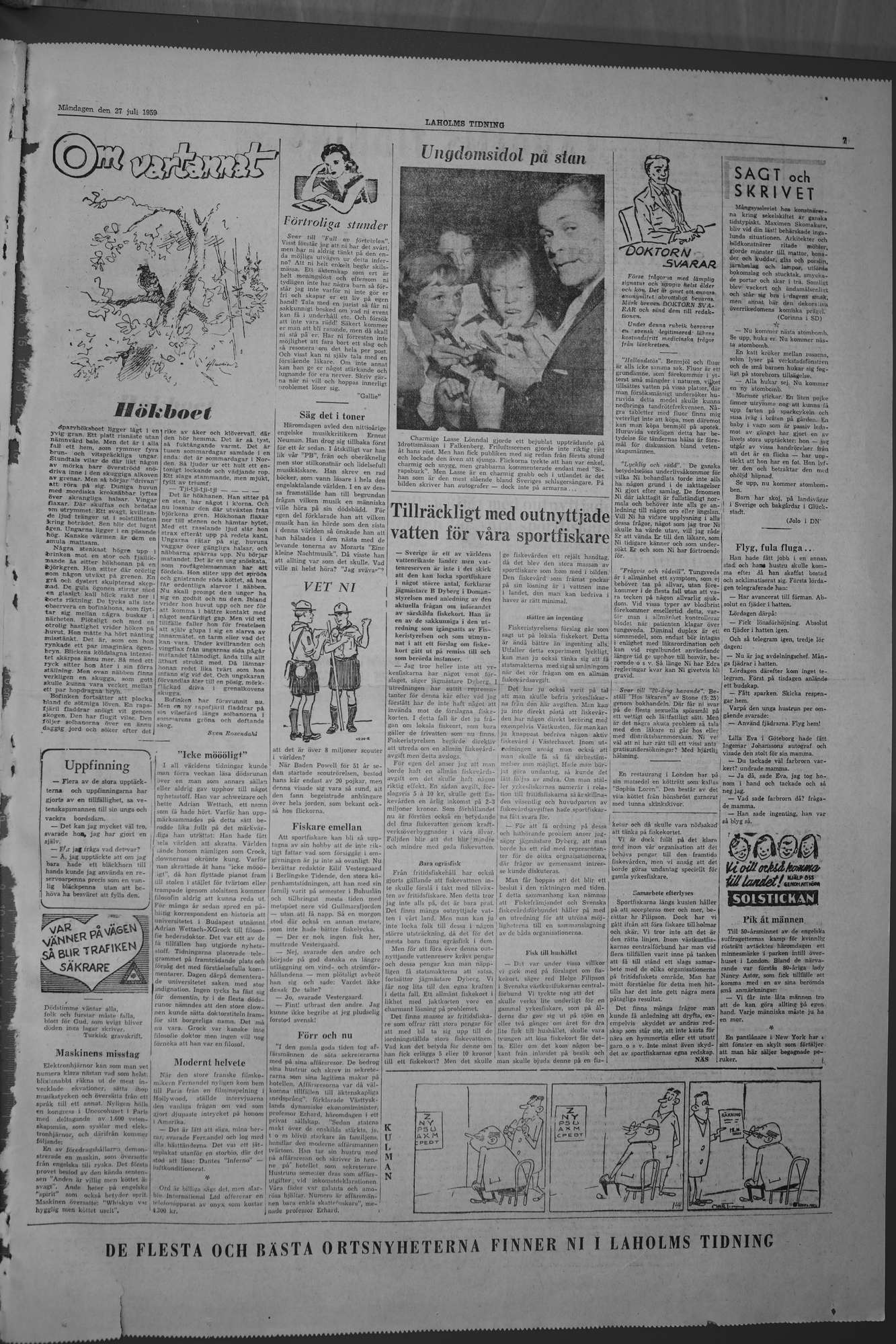 Laholms Tidning Måndag 27 juli 1959, sida 7