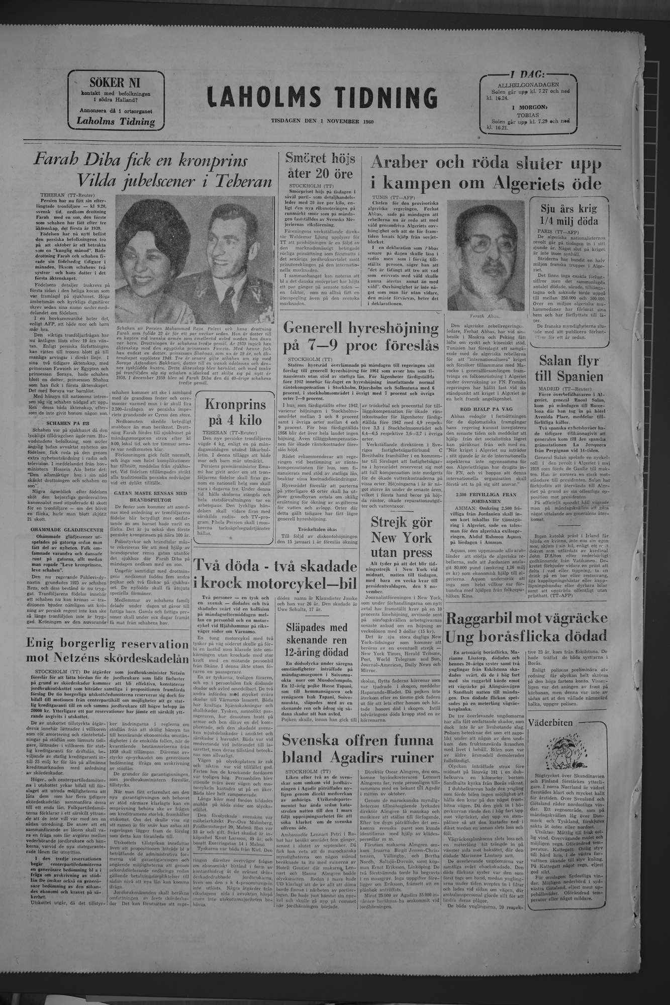 Laholms Tidning Tisdag 1 november 1960, sida 8