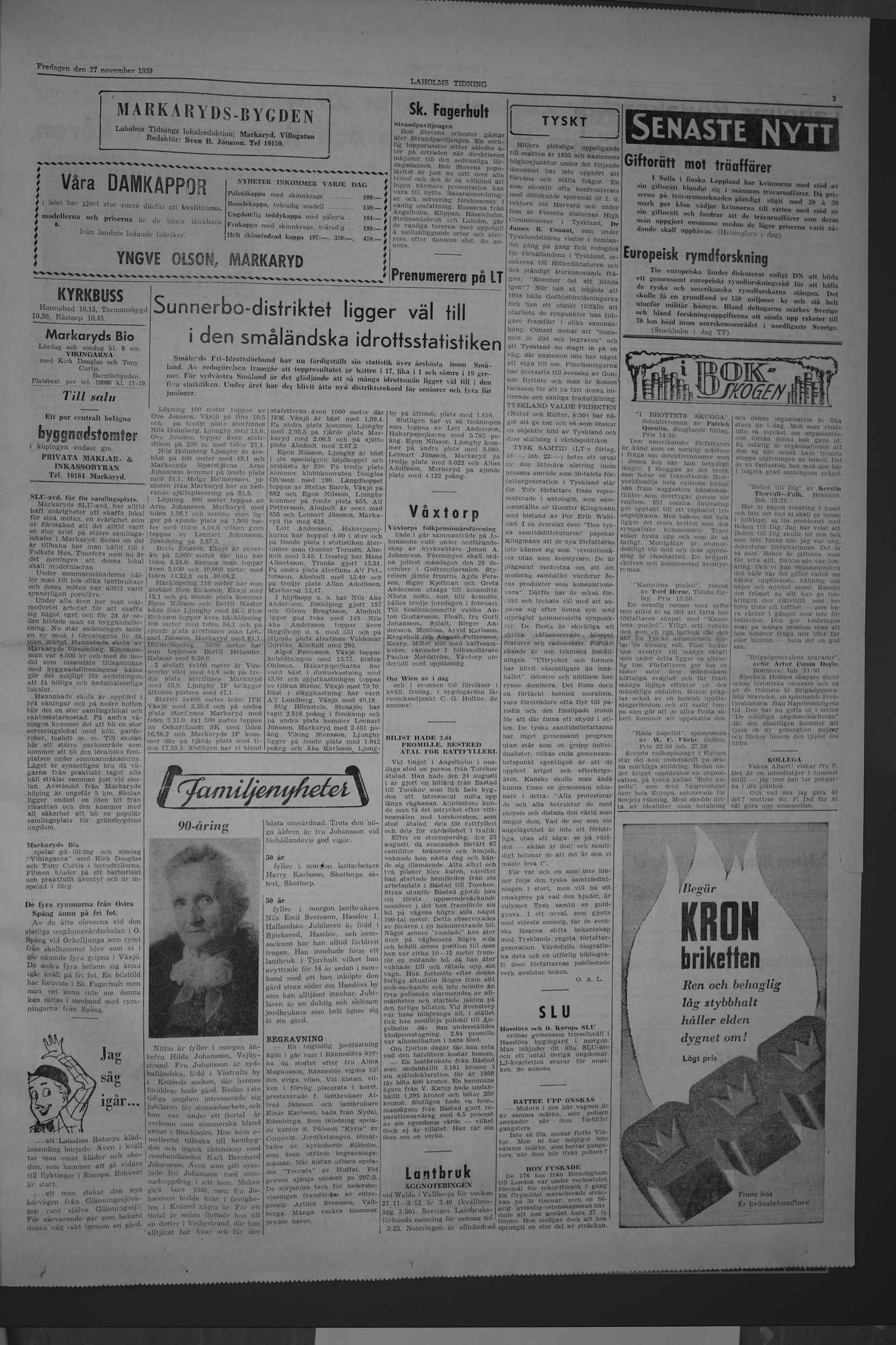 Laholms Tidning Fredag 27 november 1959, sida 3