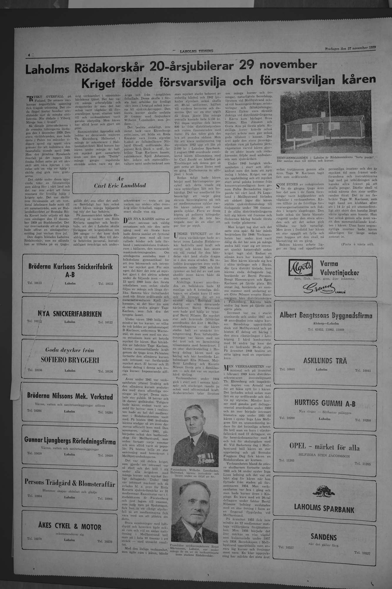 Laholms Tidning Fredag 27 november 1959, sida 4