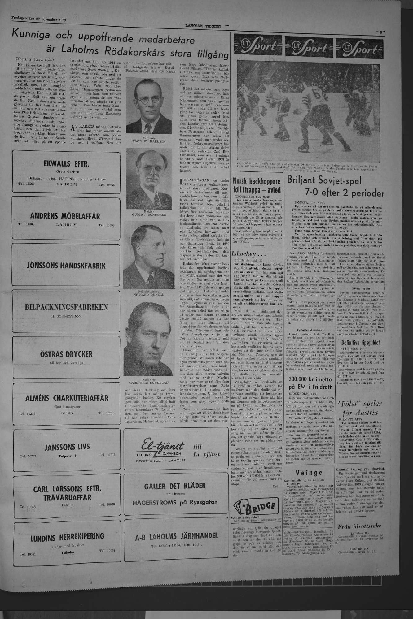 Laholms Tidning Fredag 27 november 1959, sida 5