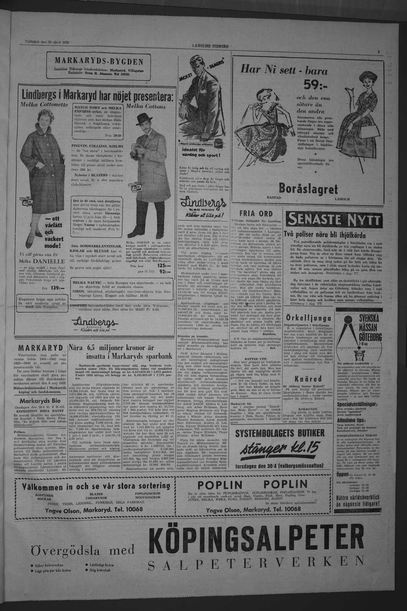 Laholms Tidning Tisdag 28 april 1959, sida 3