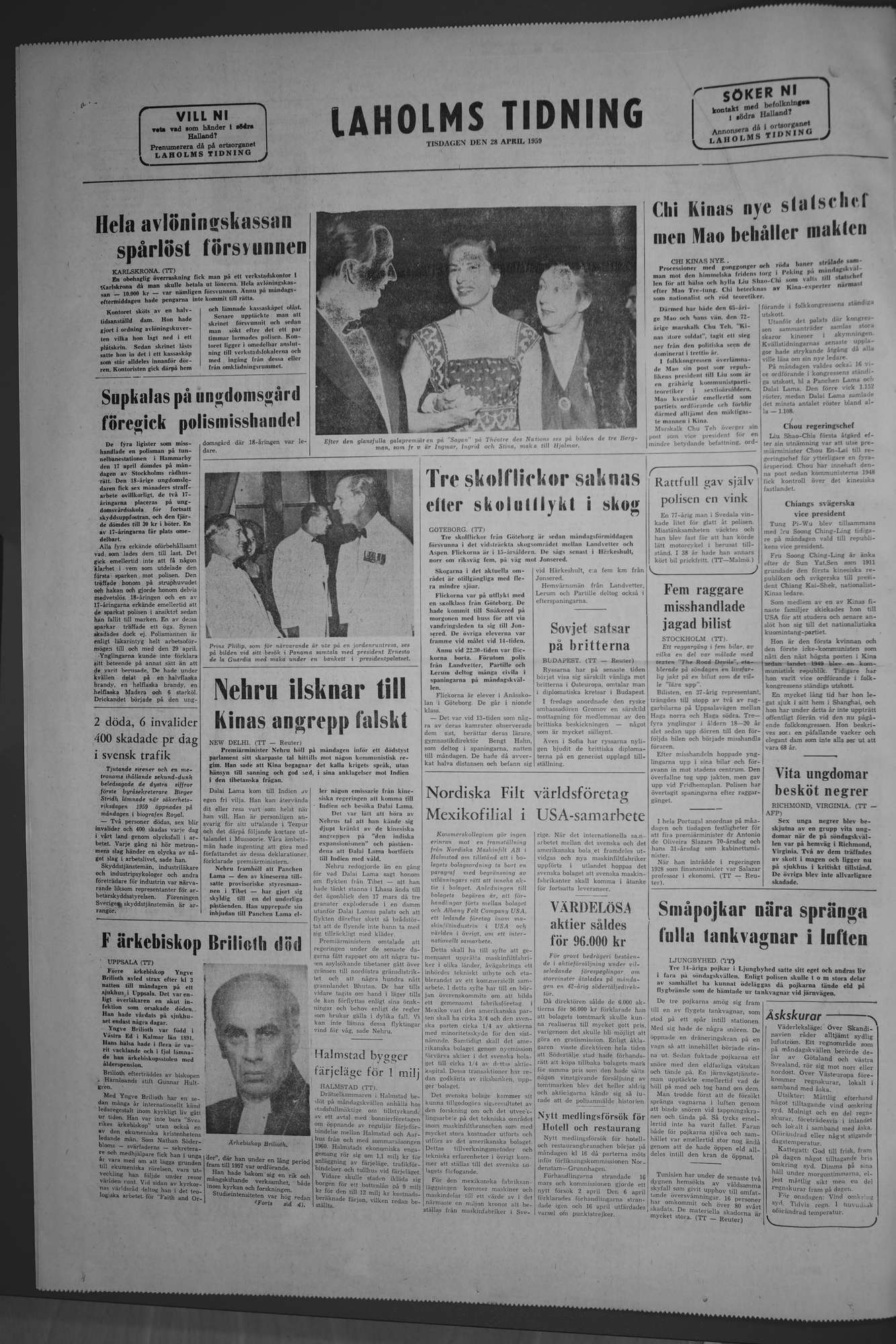 Laholms Tidning Tisdag 28 april 1959, sida 8