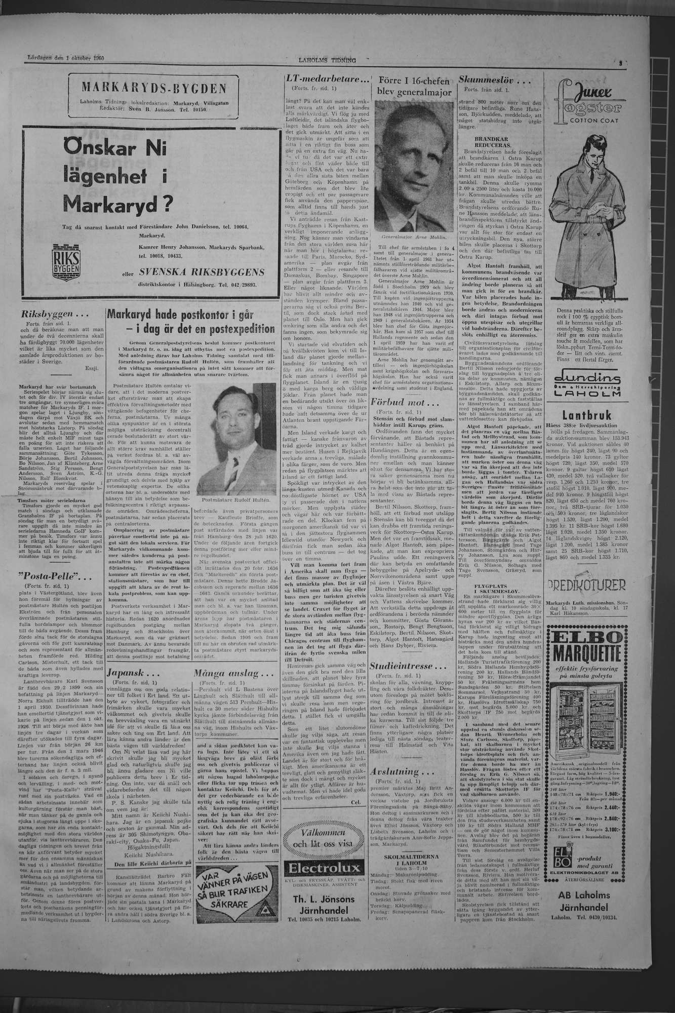 Laholms Tidning Lördag 1 oktober 1960, sida 3