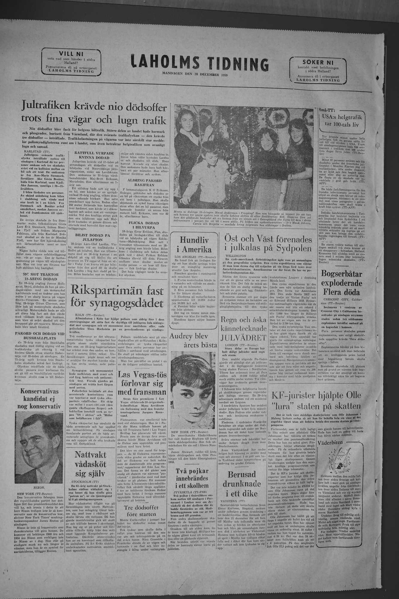 Laholms Tidning Måndag 28 december 1959, sida 8