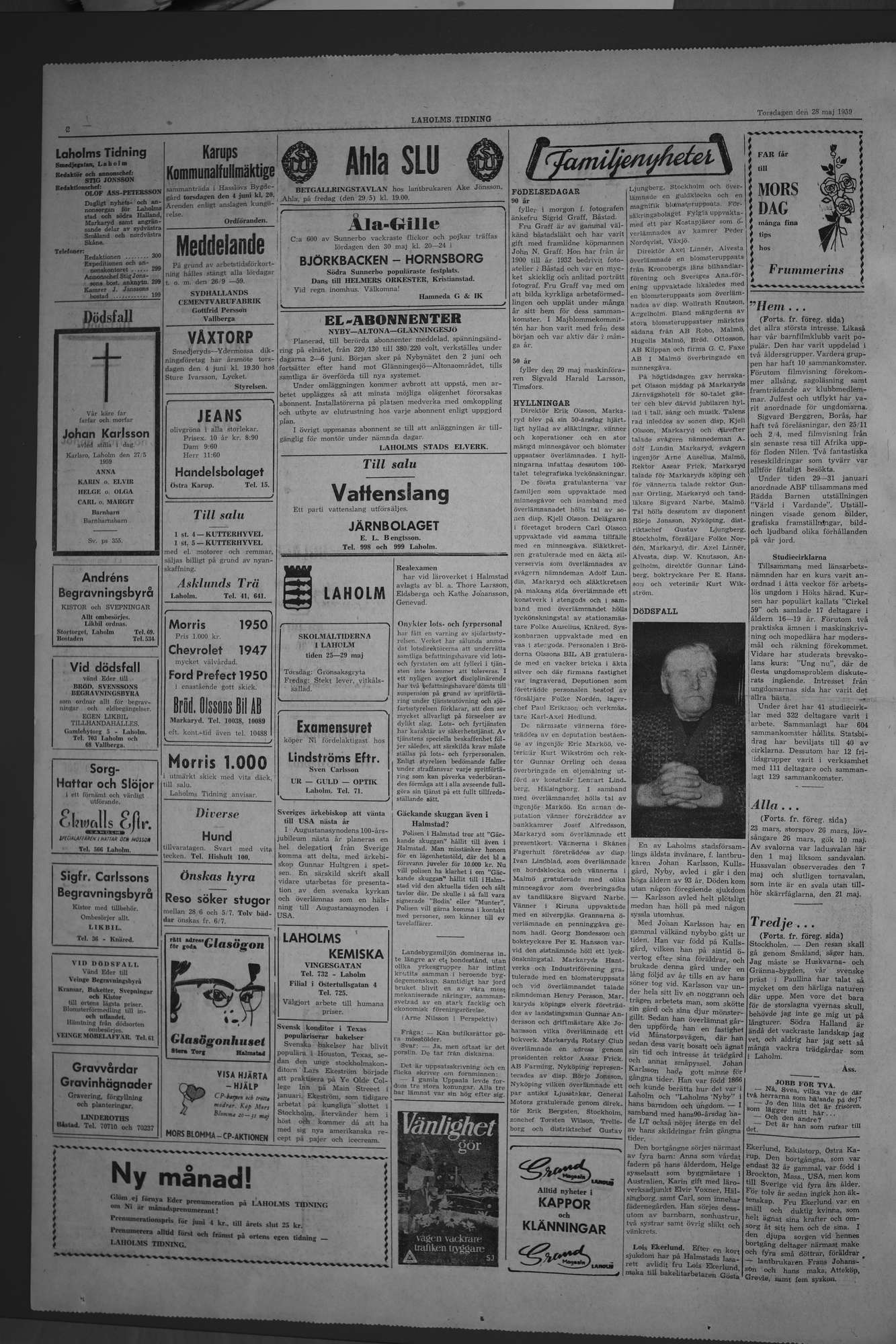 Laholms Tidning Torsdag 28 maj 1959, sida 2