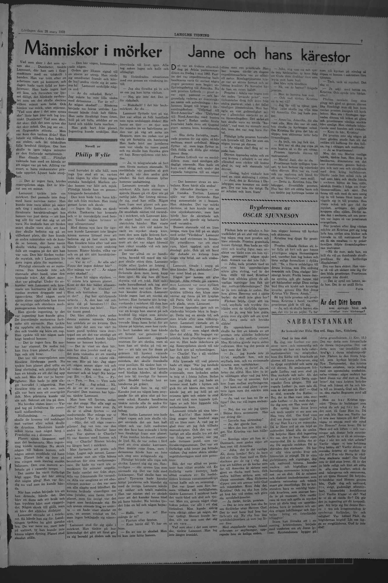 Laholms Tidning Lördag 28 mars 1959, sida 7