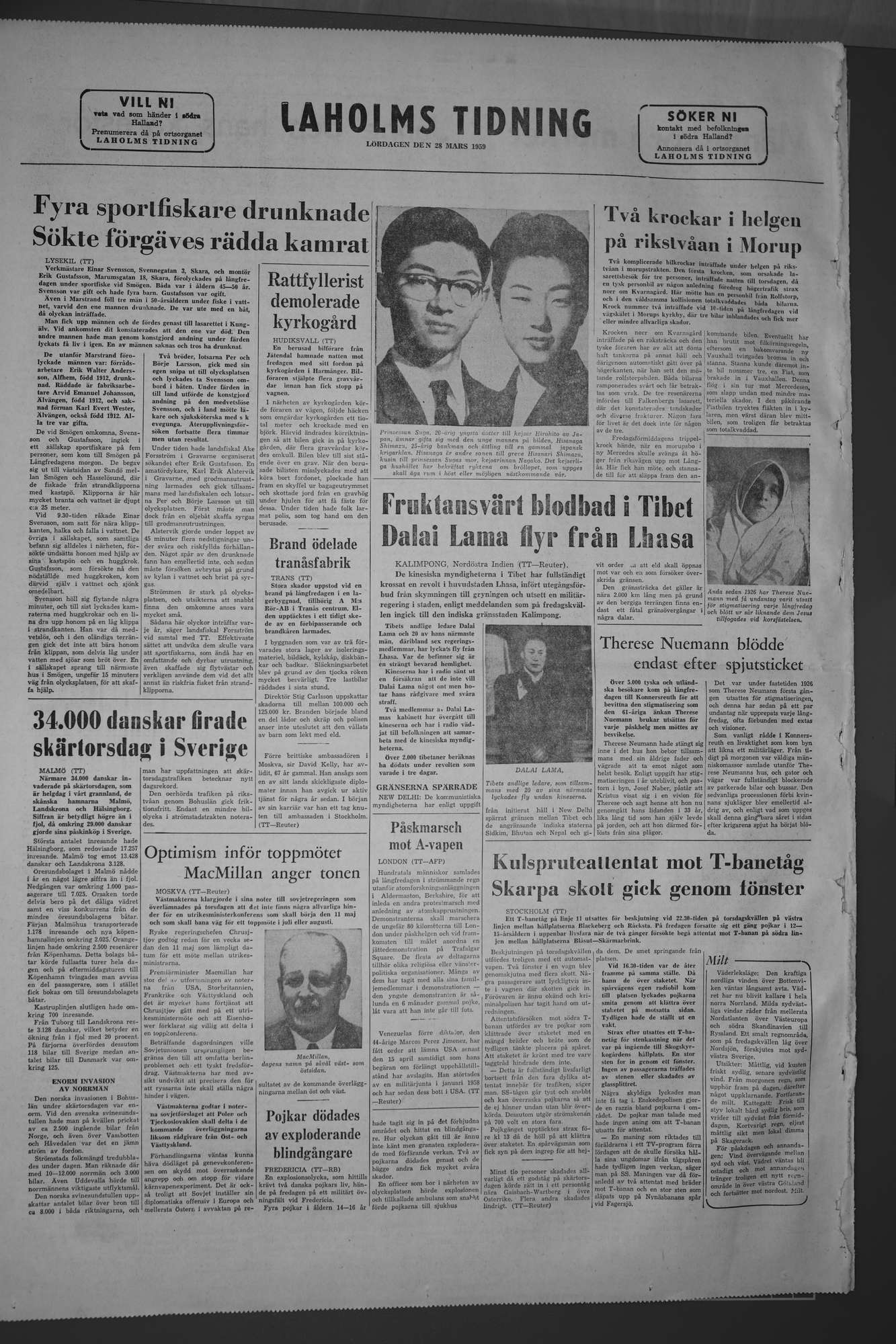 Laholms Tidning Lördag 28 mars 1959, sida 8