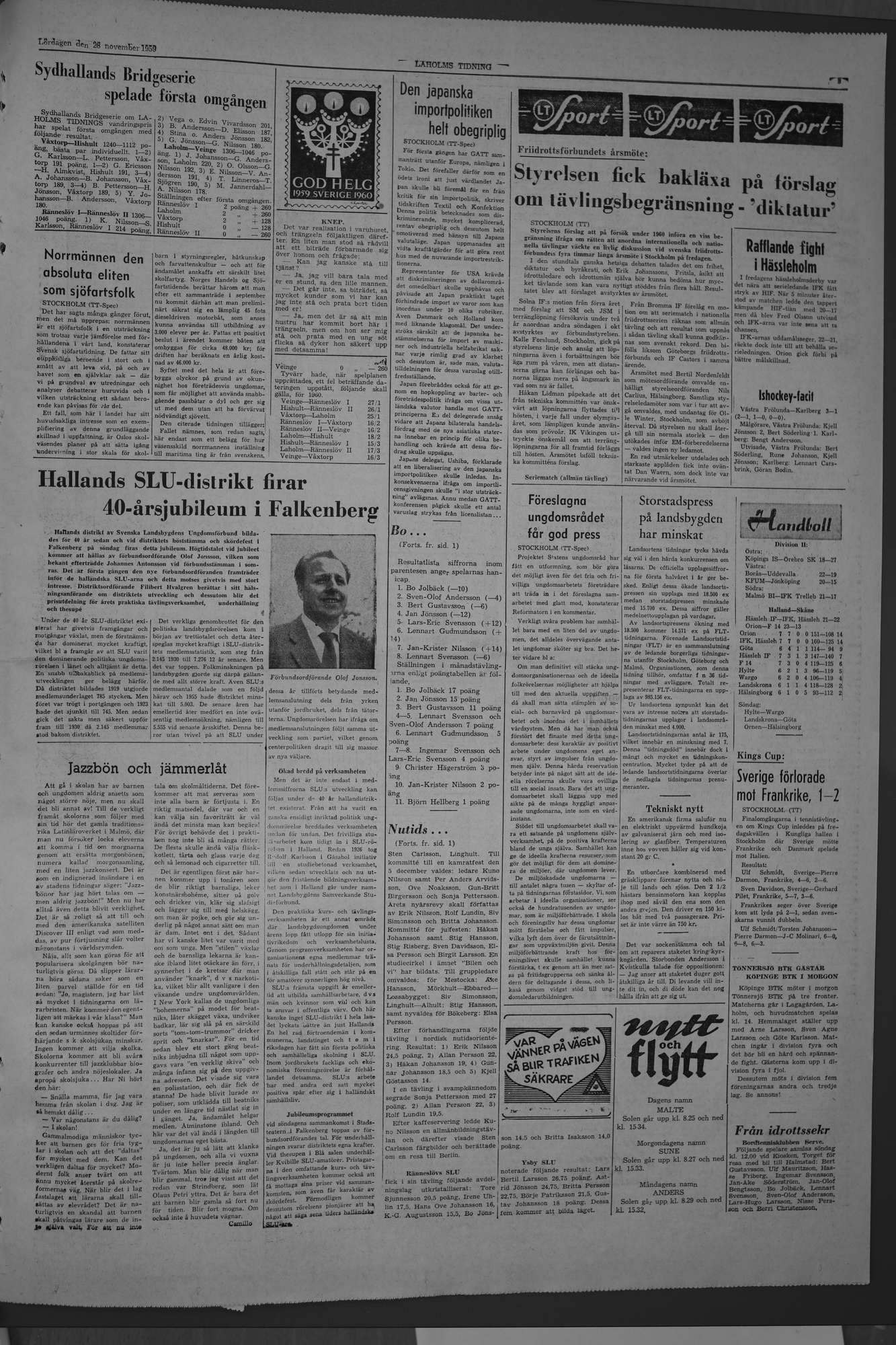 Laholms Tidning Lördag 28 november 1959, sida 5
